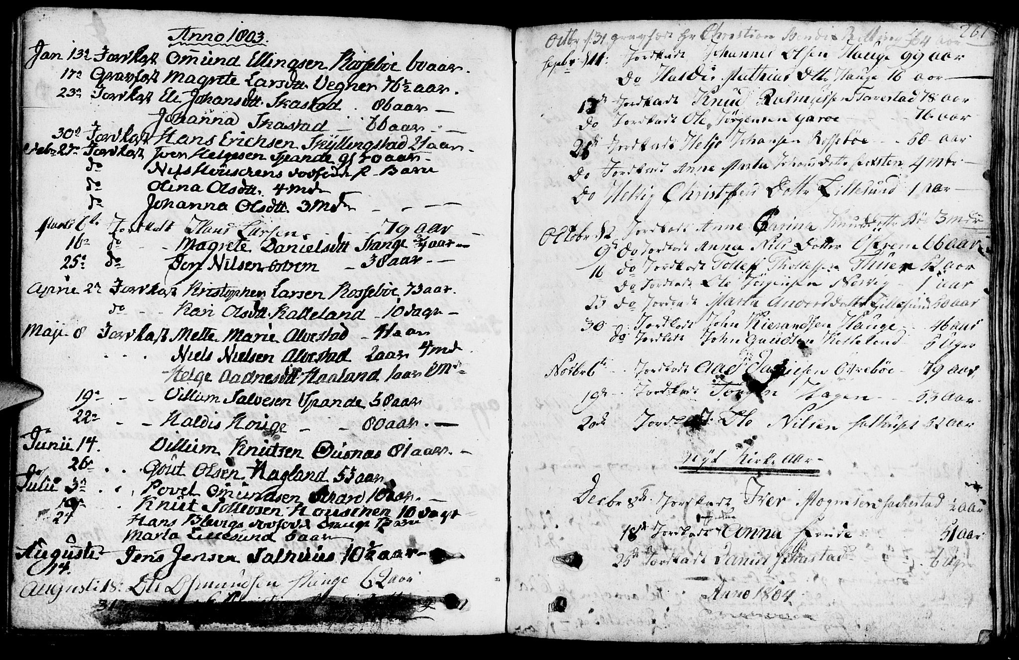 Torvastad sokneprestkontor, SAST/A -101857/H/Ha/Haa/L0002: Parish register (official) no. A 2, 1801-1817, p. 261
