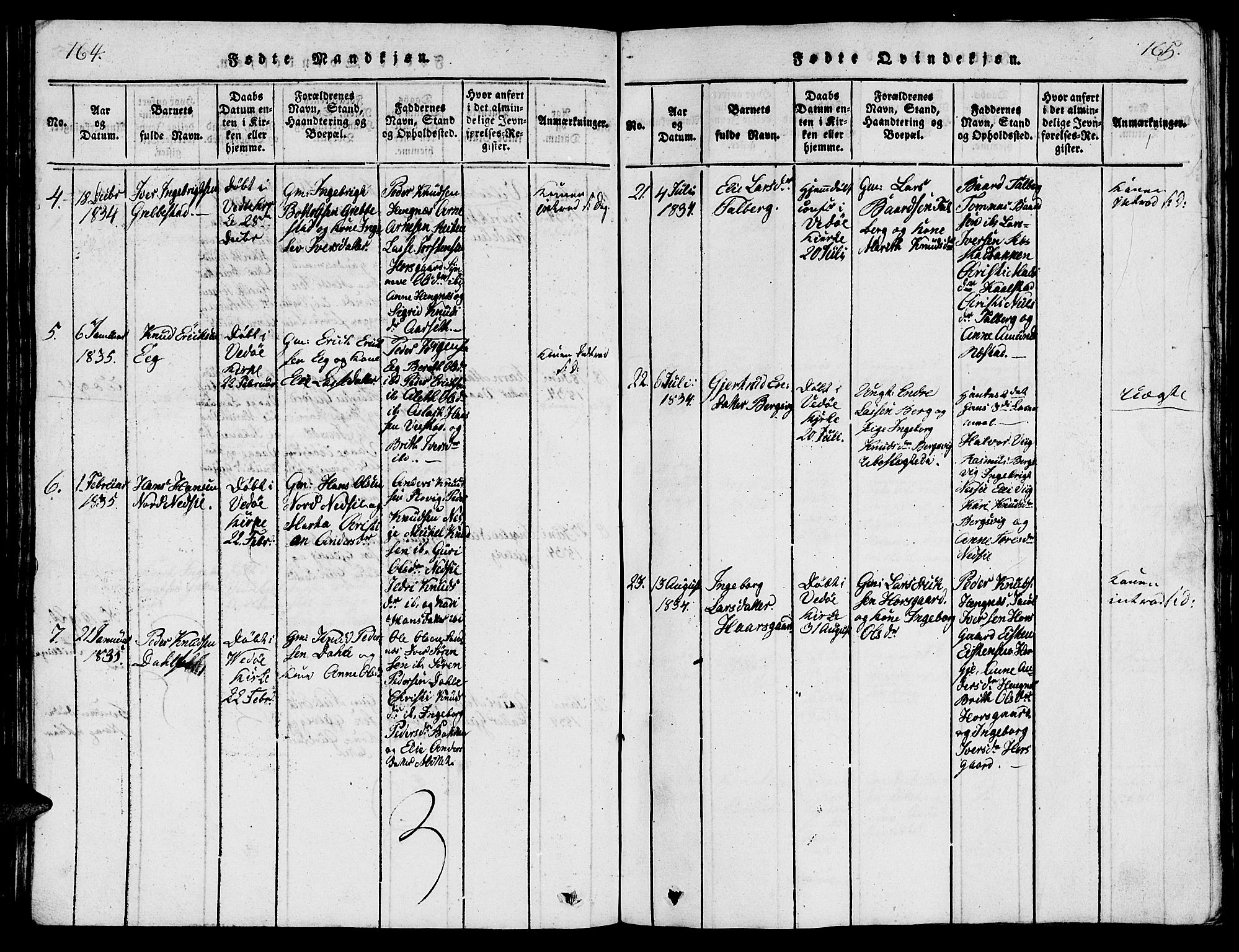 Ministerialprotokoller, klokkerbøker og fødselsregistre - Møre og Romsdal, SAT/A-1454/547/L0610: Parish register (copy) no. 547C01, 1818-1839, p. 164-165