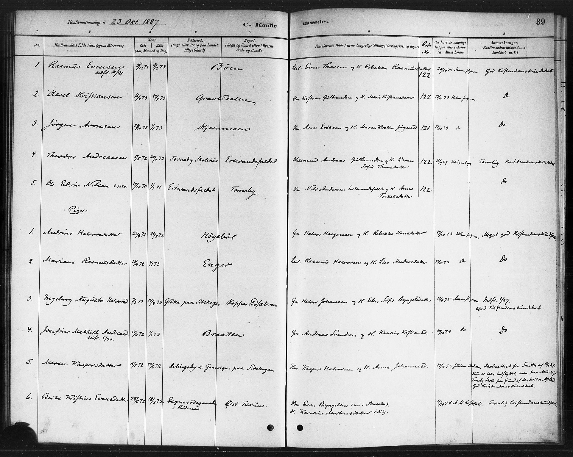 Rødenes prestekontor Kirkebøker, SAO/A-2005/F/Fb/L0001: Parish register (official) no. II 1, 1880-1889, p. 39