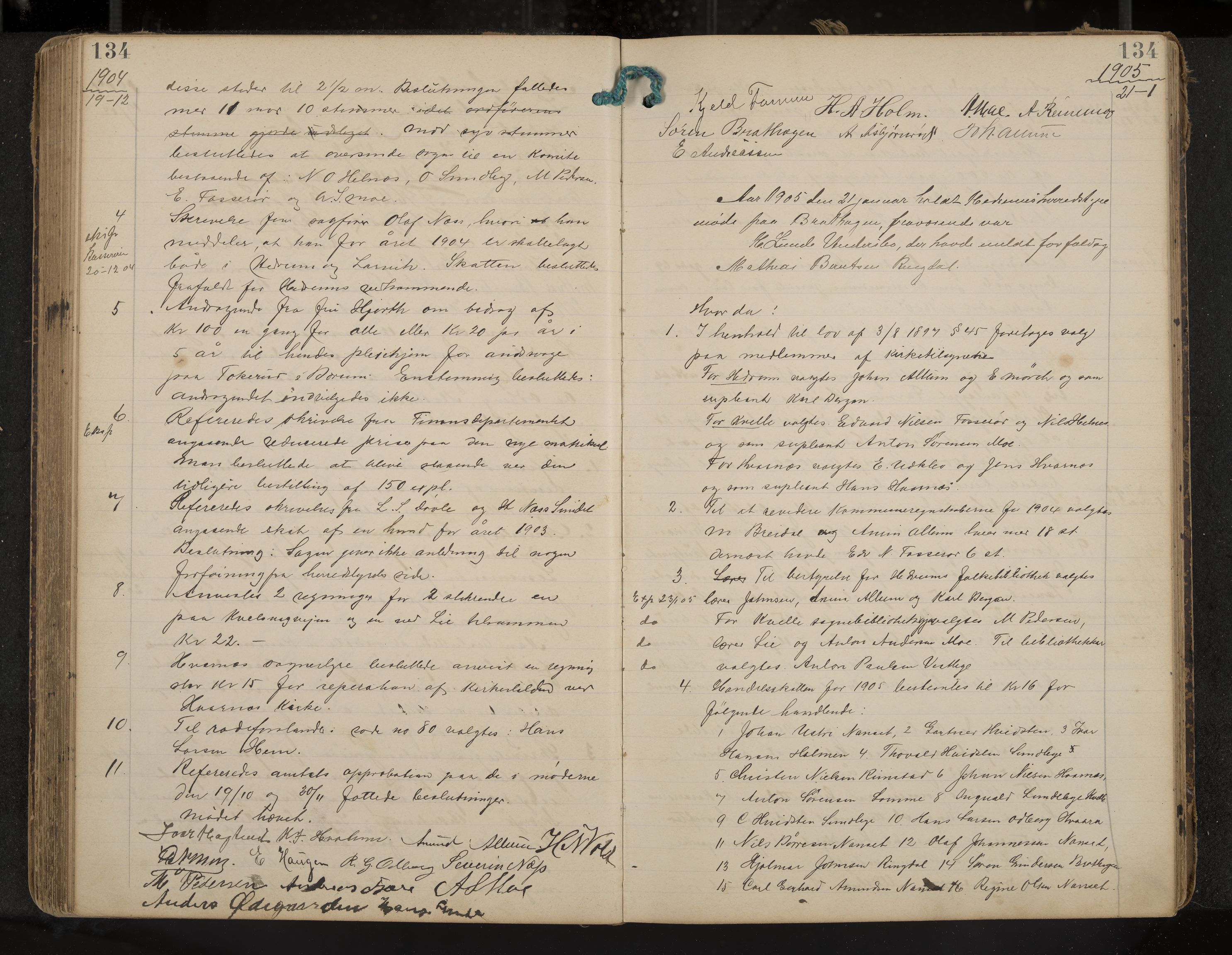 Hedrum formannskap og sentraladministrasjon, IKAK/0727021/A/Aa/L0005: Møtebok, 1899-1911, p. 134