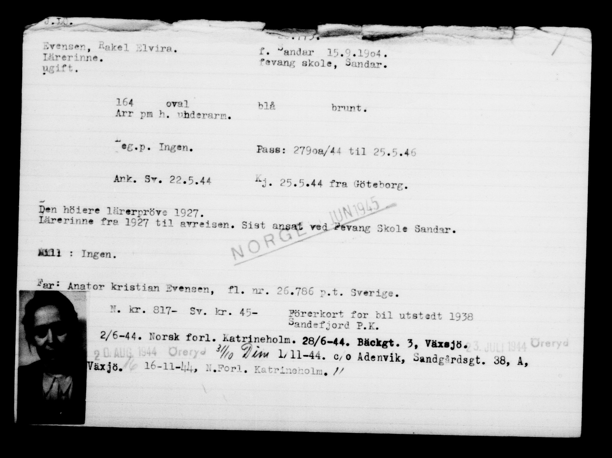 Den Kgl. Norske Legasjons Flyktningskontor, AV/RA-S-6753/V/Va/L0011: Kjesäterkartoteket.  Flyktningenr. 25300-28349, 1940-1945, p. 1549