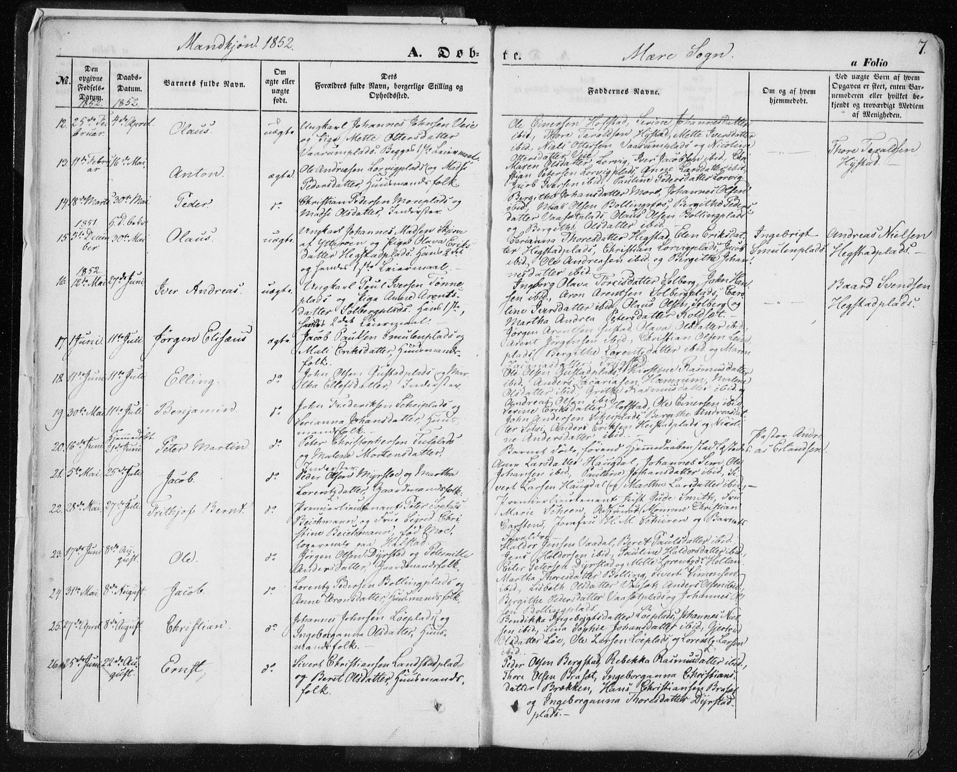 Ministerialprotokoller, klokkerbøker og fødselsregistre - Nord-Trøndelag, AV/SAT-A-1458/735/L0342: Parish register (official) no. 735A07 /1, 1849-1862, p. 7