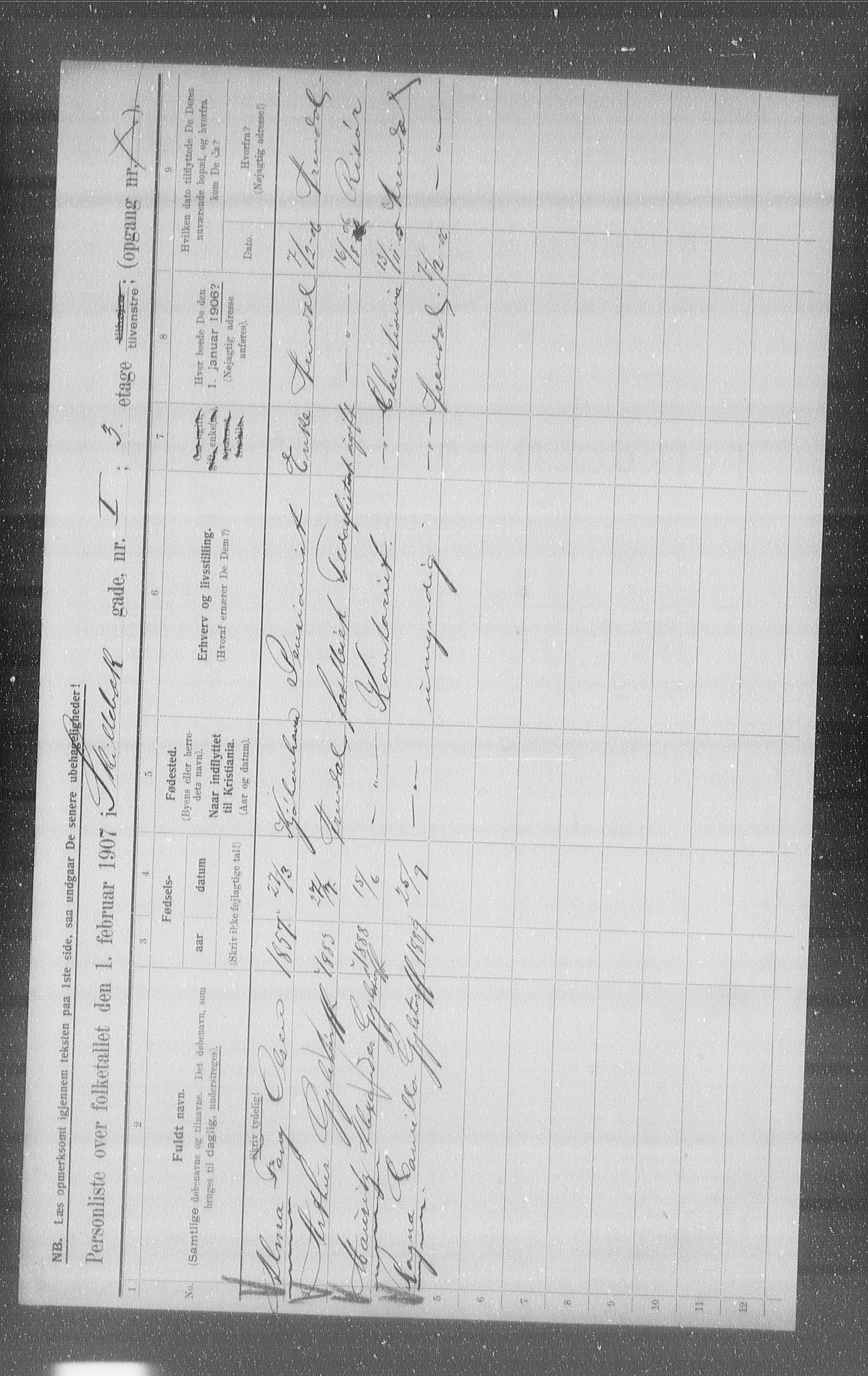 OBA, Municipal Census 1907 for Kristiania, 1907, p. 48723