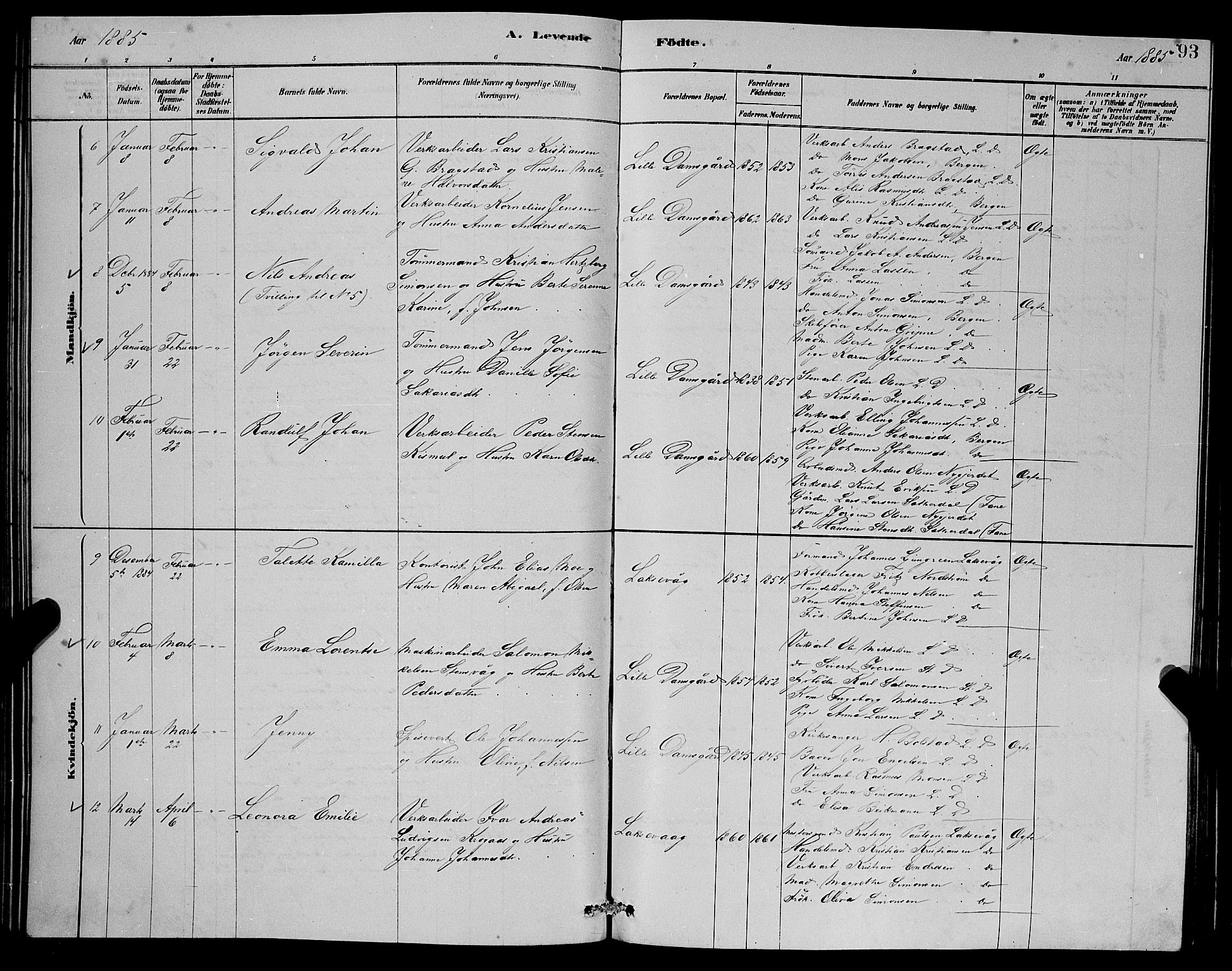 Laksevåg Sokneprestembete, AV/SAB-A-76501/H/Ha/Hab/Haba/L0002: Parish register (copy) no. A 2, 1877-1887, p. 93