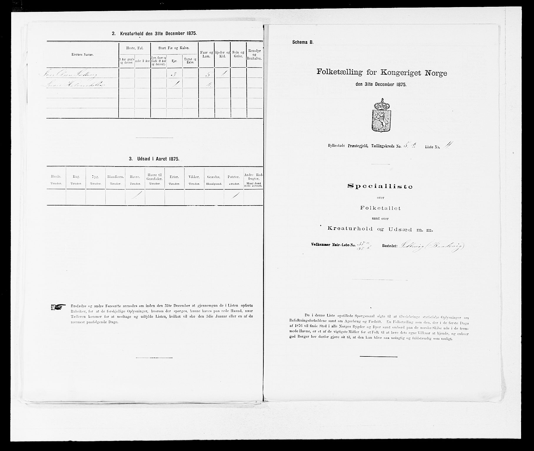 SAB, 1875 census for 1413P Hyllestad, 1875, p. 590