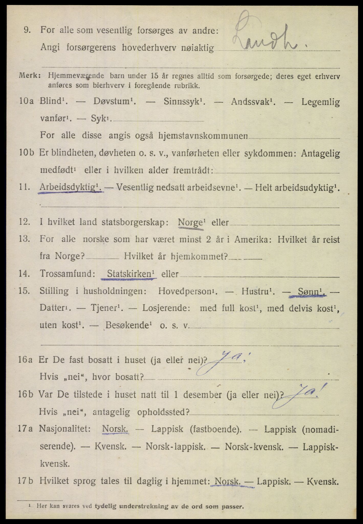 SAT, 1920 census for Hamarøy, 1920, p. 4127