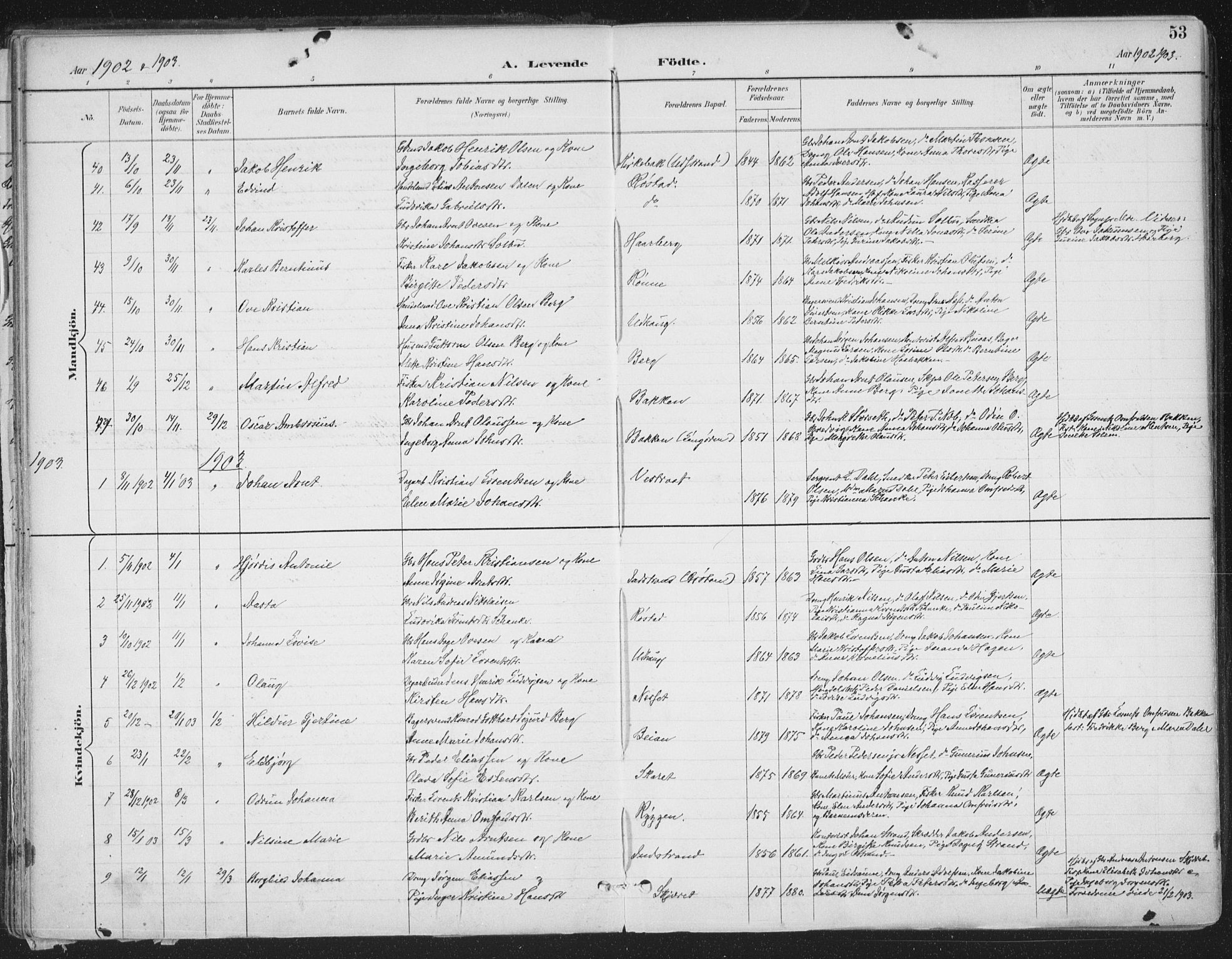 Ministerialprotokoller, klokkerbøker og fødselsregistre - Sør-Trøndelag, SAT/A-1456/659/L0743: Parish register (official) no. 659A13, 1893-1910, p. 53