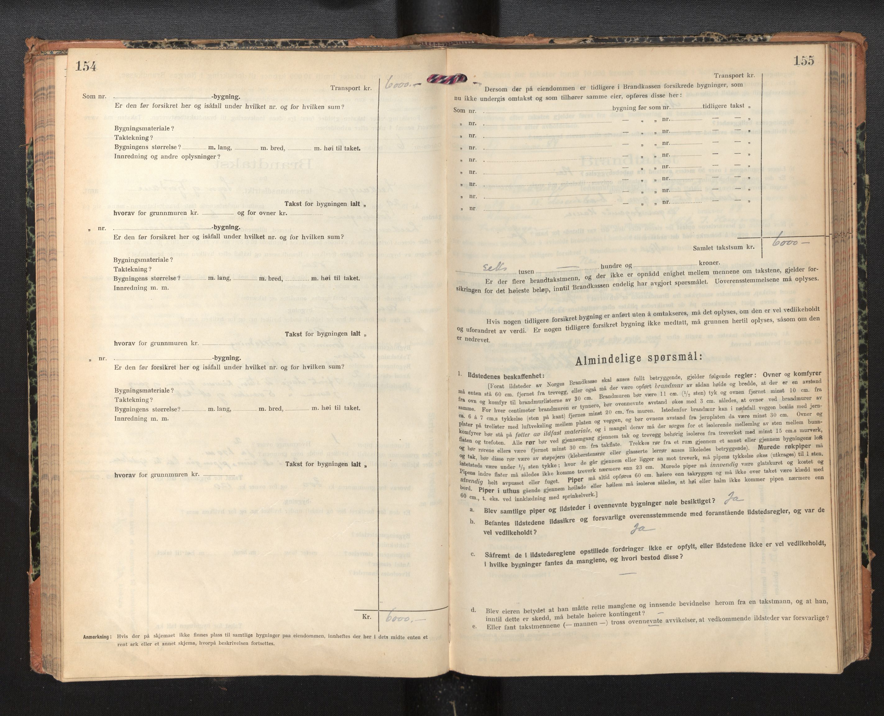 Lensmannen i Leikanger, AV/SAB-A-29201/0012/L0007: Branntakstprotokoll, skjematakst, 1926-1936, p. 154-155