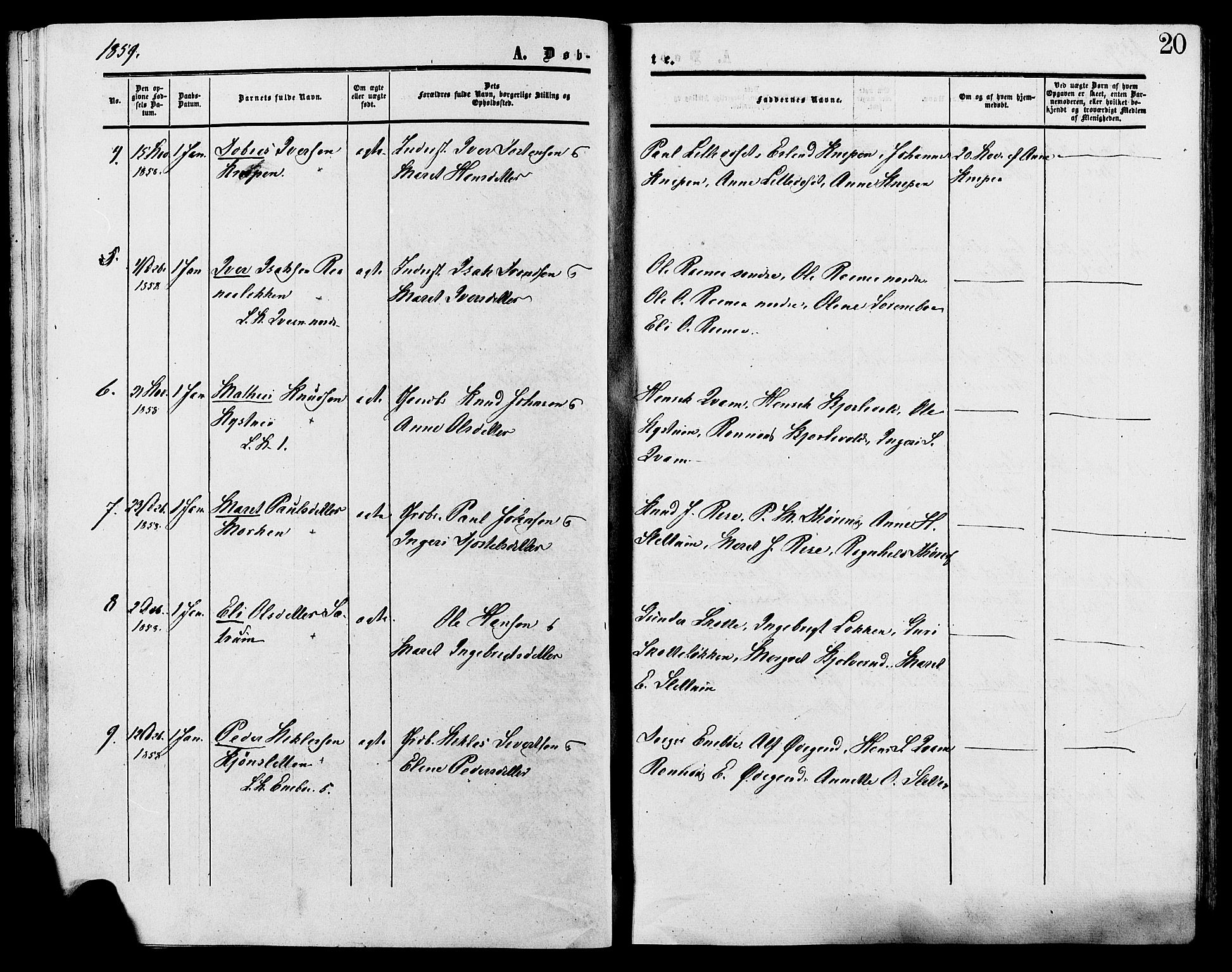 Lesja prestekontor, SAH/PREST-068/H/Ha/Haa/L0009: Parish register (official) no. 9, 1854-1889, p. 20