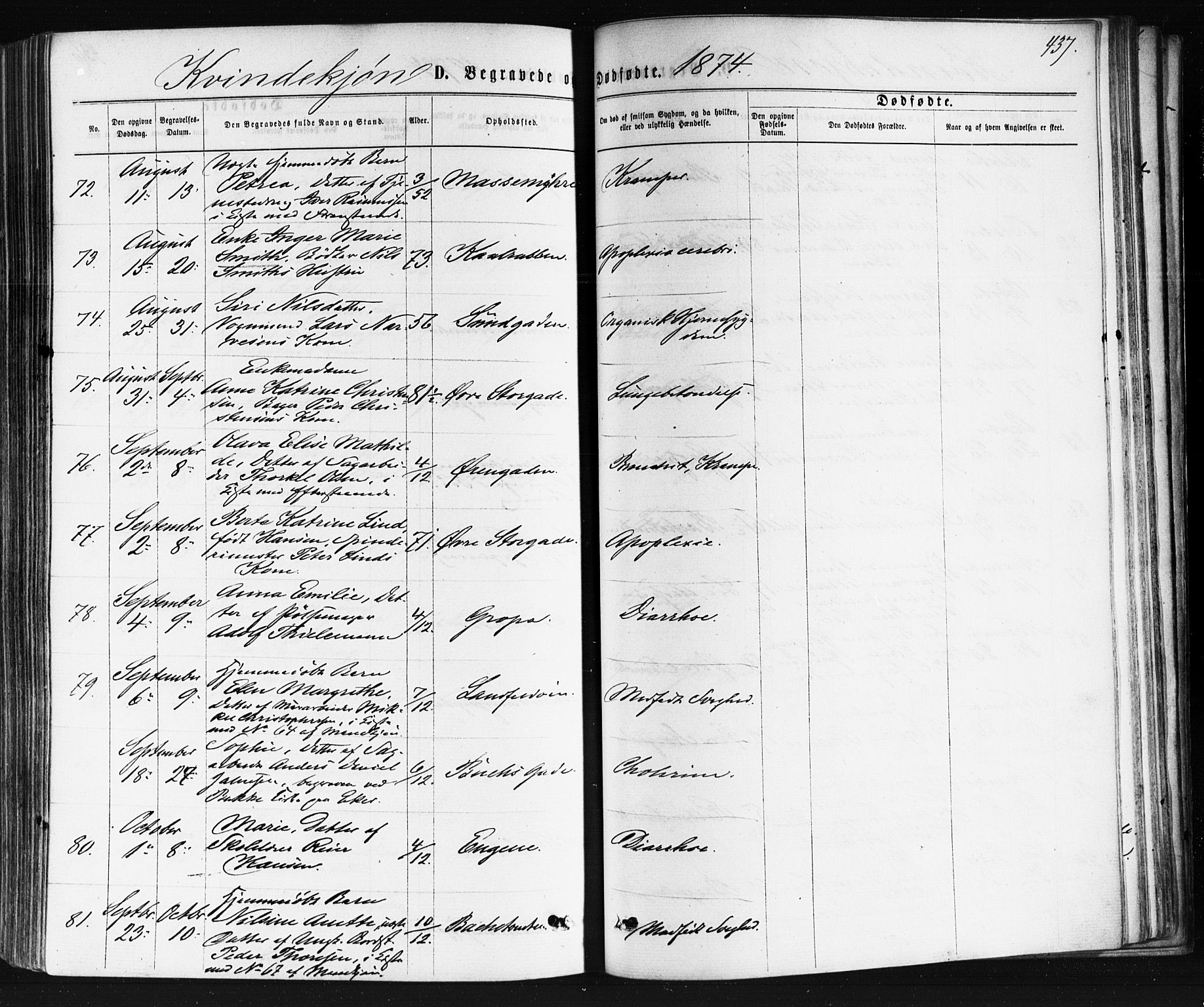 Bragernes kirkebøker, AV/SAKO-A-6/F/Fb/L0004: Parish register (official) no. II 4, 1869-1875, p. 437