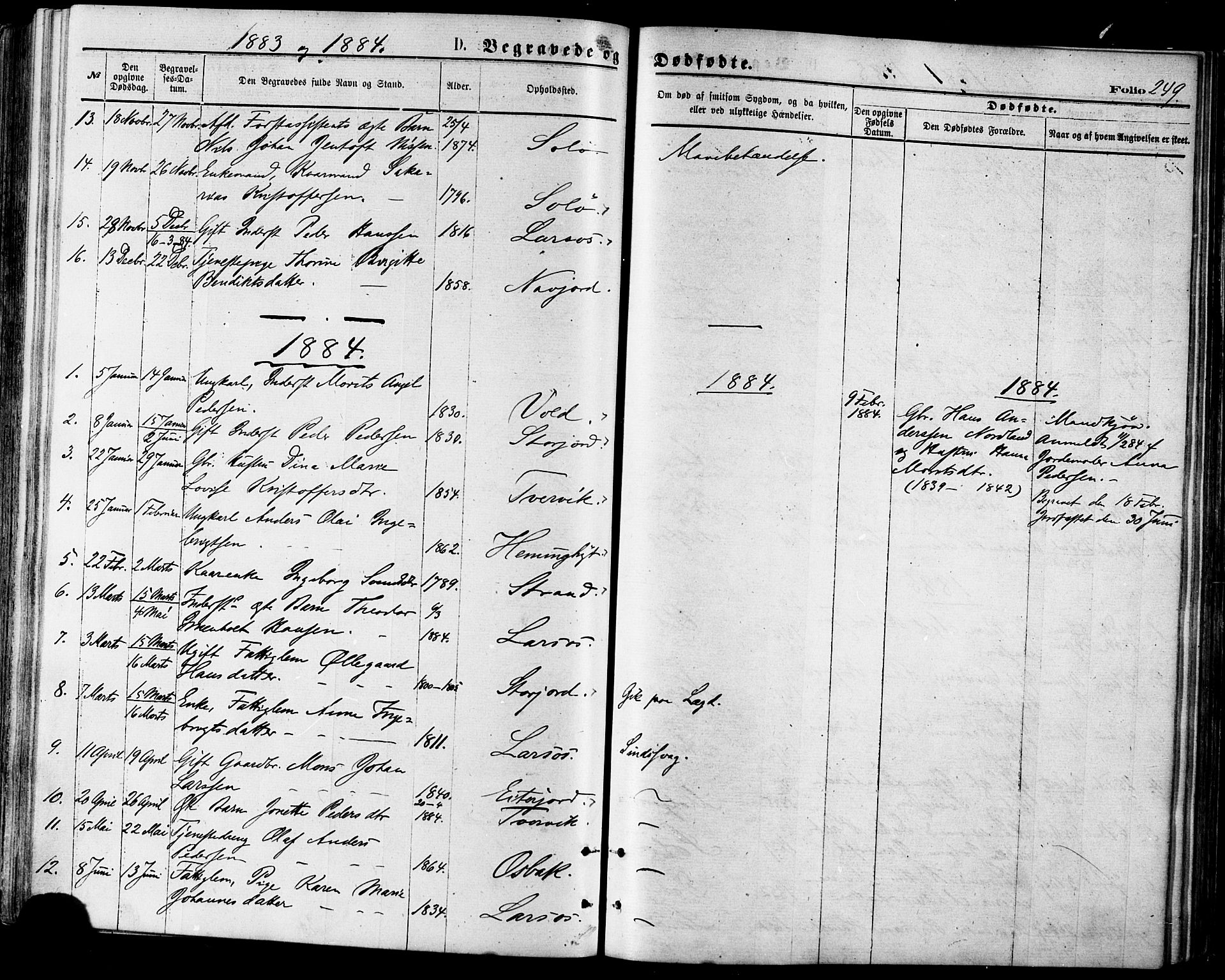 Ministerialprotokoller, klokkerbøker og fødselsregistre - Nordland, AV/SAT-A-1459/846/L0645: Parish register (official) no. 846A03, 1872-1886, p. 249