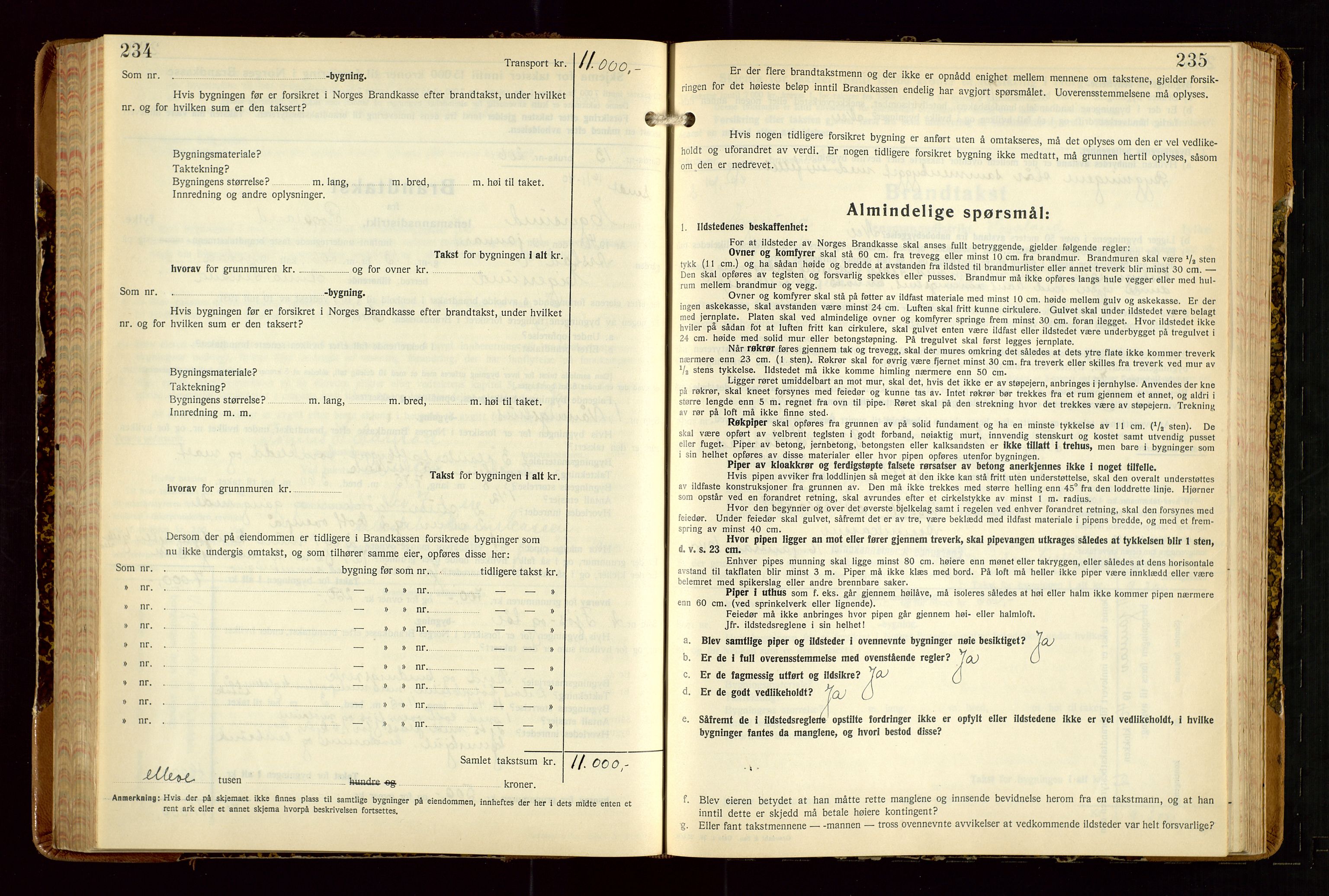 Eigersund lensmannskontor, AV/SAST-A-100171/Gob/L0007: "Brandtakstprotokoll", 1938-1955, p. 234-235