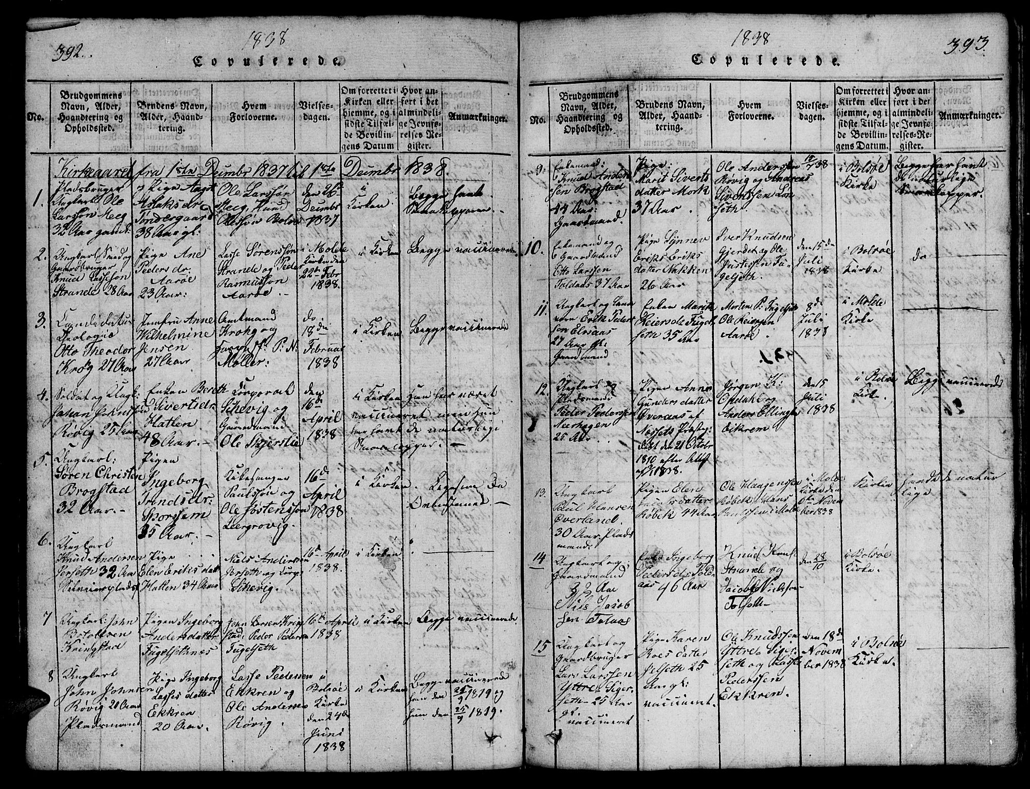 Ministerialprotokoller, klokkerbøker og fødselsregistre - Møre og Romsdal, AV/SAT-A-1454/555/L0665: Parish register (copy) no. 555C01, 1818-1868, p. 392-393