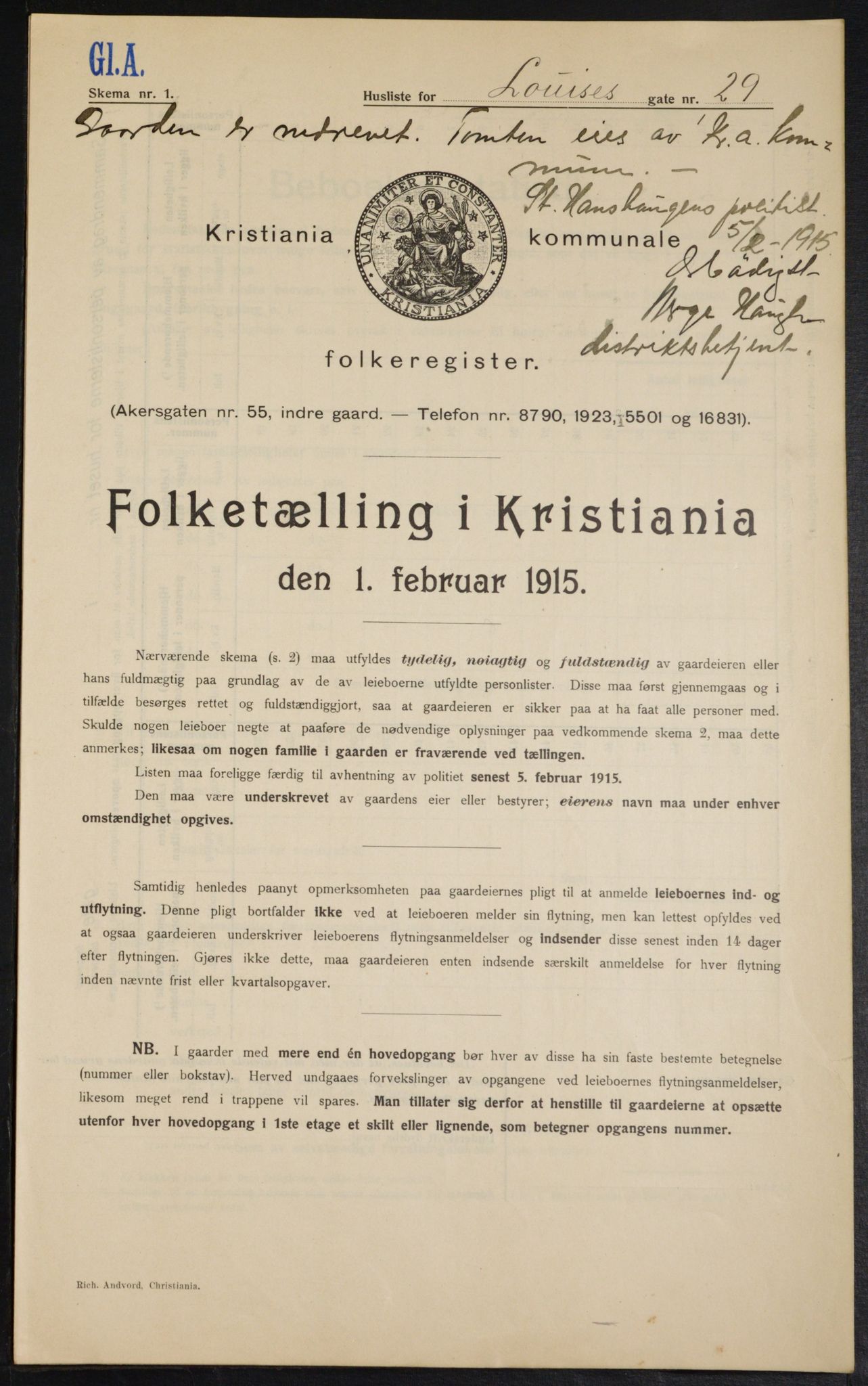 OBA, Municipal Census 1915 for Kristiania, 1915, p. 57799