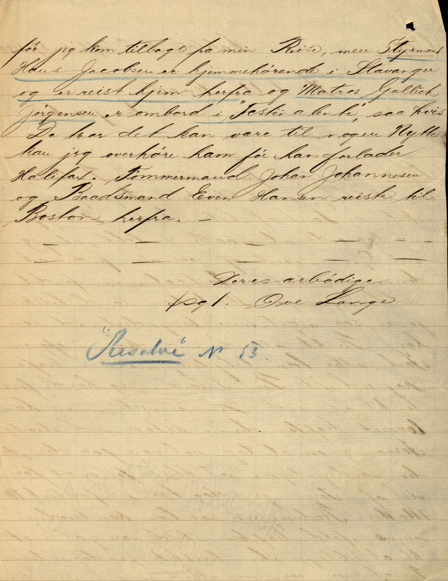 Pa 63 - Østlandske skibsassuranceforening, VEMU/A-1079/G/Ga/L0026/0009: Havaridokumenter / Rex, Resolve, Regulator, Familien, Falcon, Johanne, 1890, p. 11