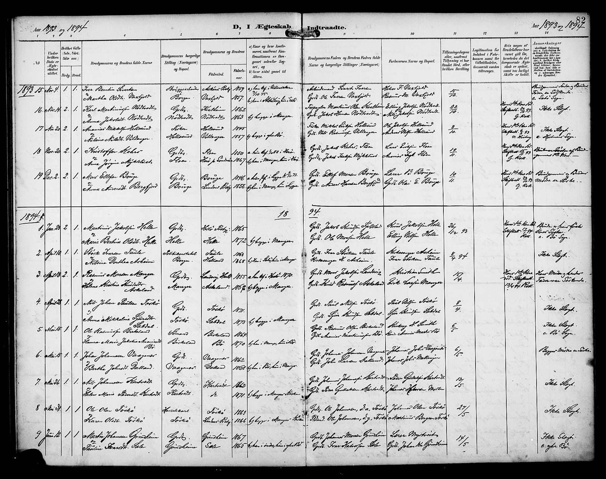 Manger sokneprestembete, SAB/A-76801/H/Haa: Parish register (official) no. B 2, 1893-1906, p. 82