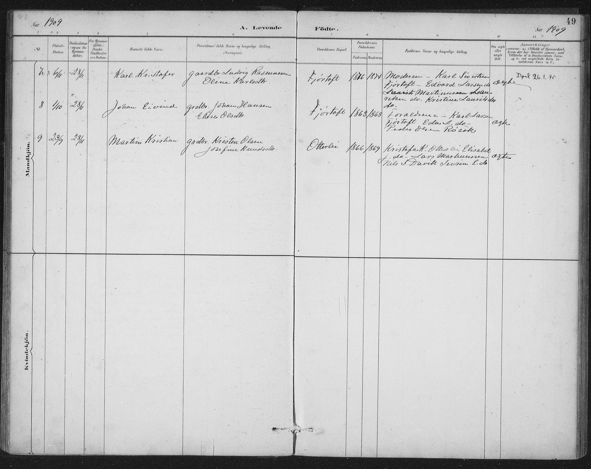 Ministerialprotokoller, klokkerbøker og fødselsregistre - Møre og Romsdal, AV/SAT-A-1454/538/L0522: Parish register (official) no. 538A01, 1884-1913, p. 49