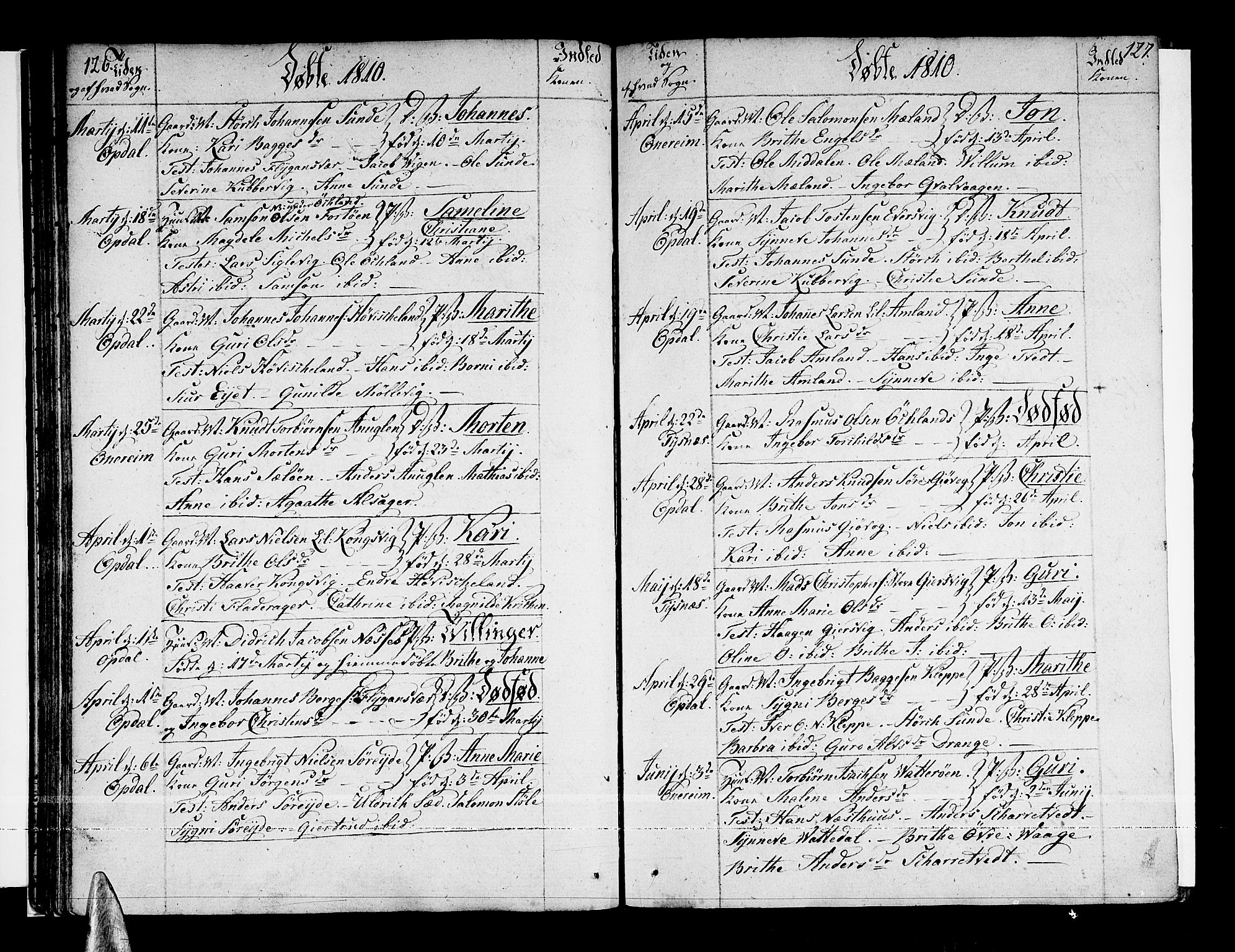 Tysnes sokneprestembete, SAB/A-78601/H/Haa: Parish register (official) no. A 6, 1804-1816, p. 126-127