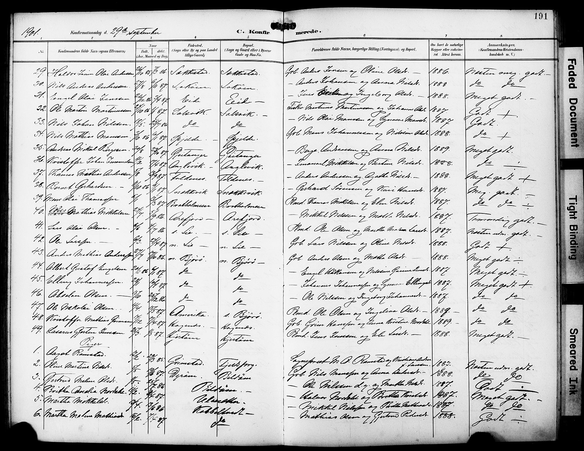 Fjell sokneprestembete, SAB/A-75301/H/Hab: Parish register (copy) no. A 5, 1899-1918, p. 191