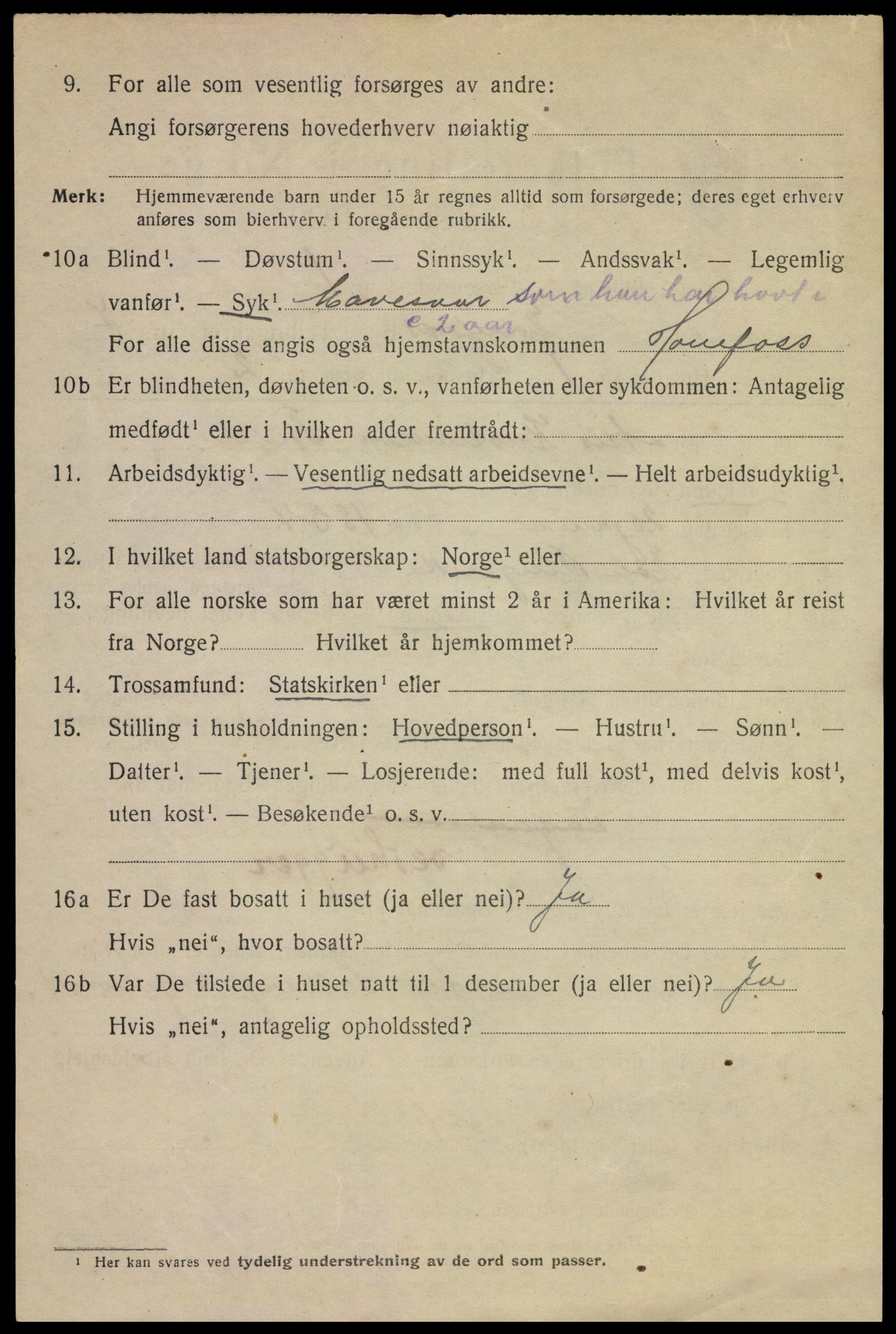 SAKO, 1920 census for Hønefoss, 1920, p. 7855