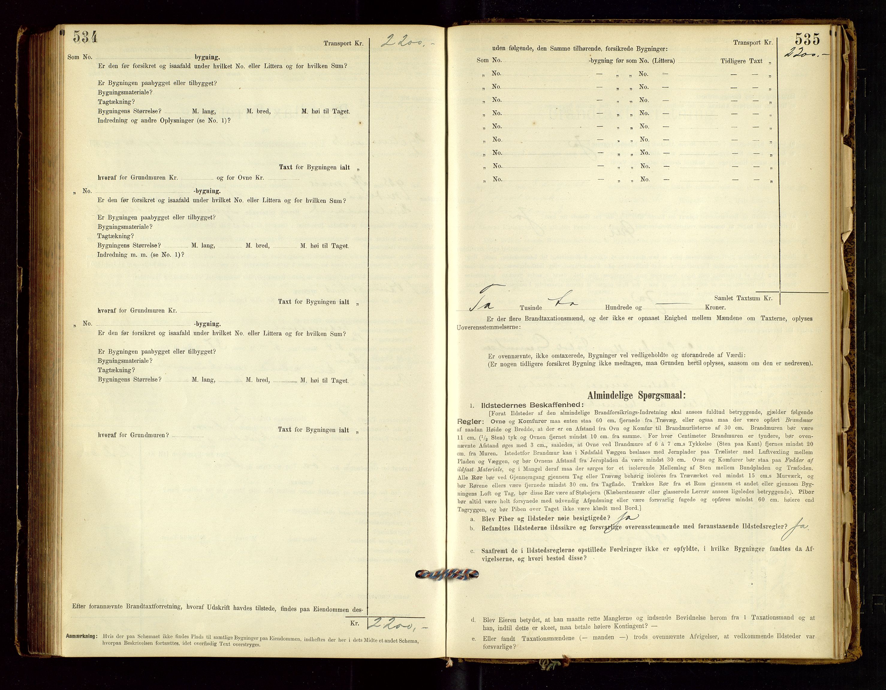 Hjelmeland lensmannskontor, AV/SAST-A-100439/Gob/L0001: "Brandtaxationsprotokol", 1895-1932, p. 534-535