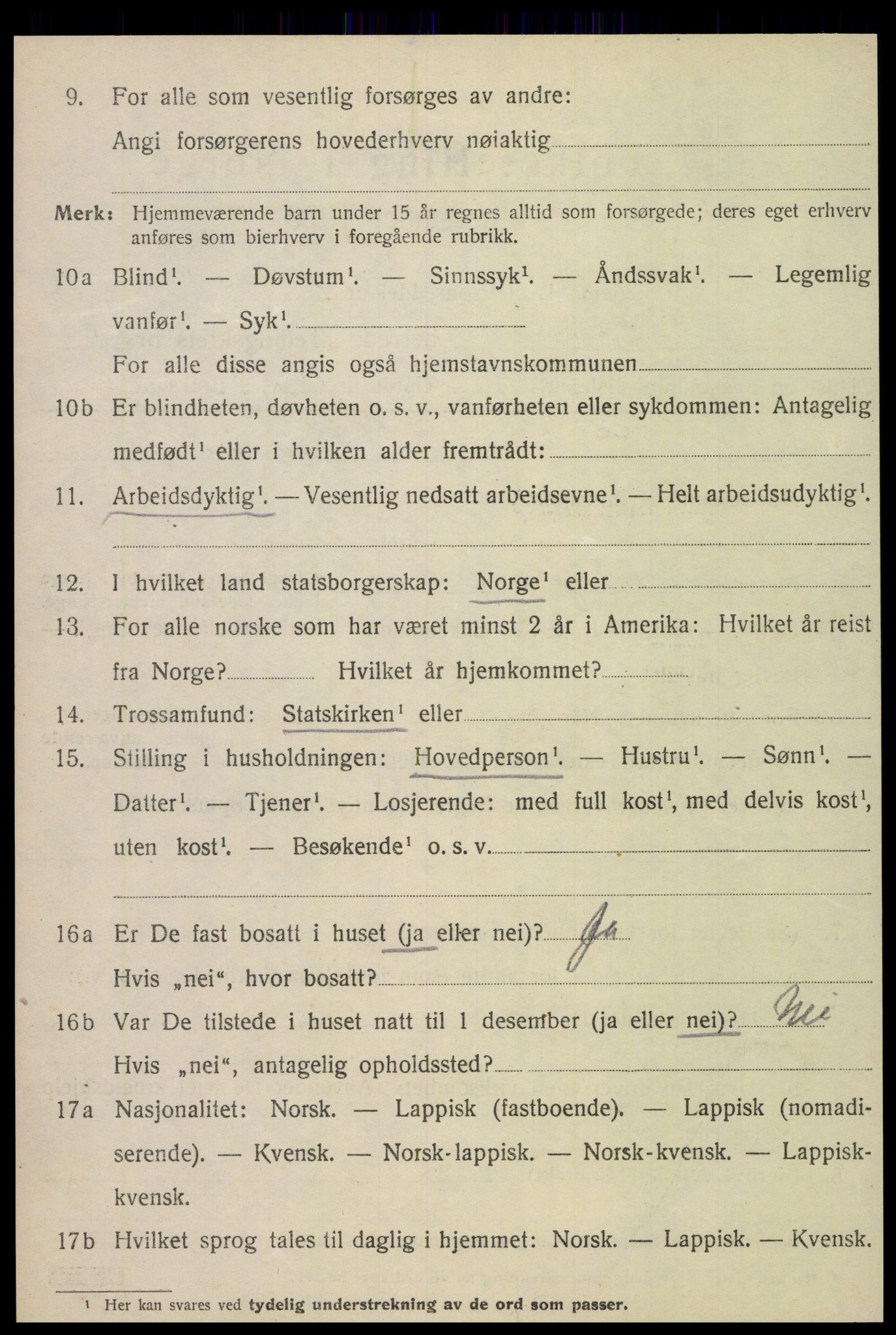 SAT, 1920 census for Fauske, 1920, p. 10435