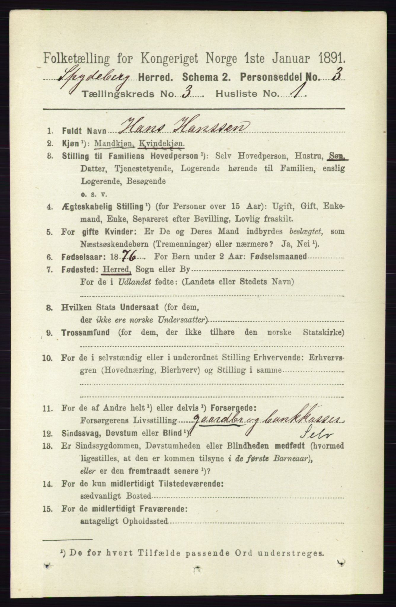 RA, 1891 census for 0123 Spydeberg, 1891, p. 1229