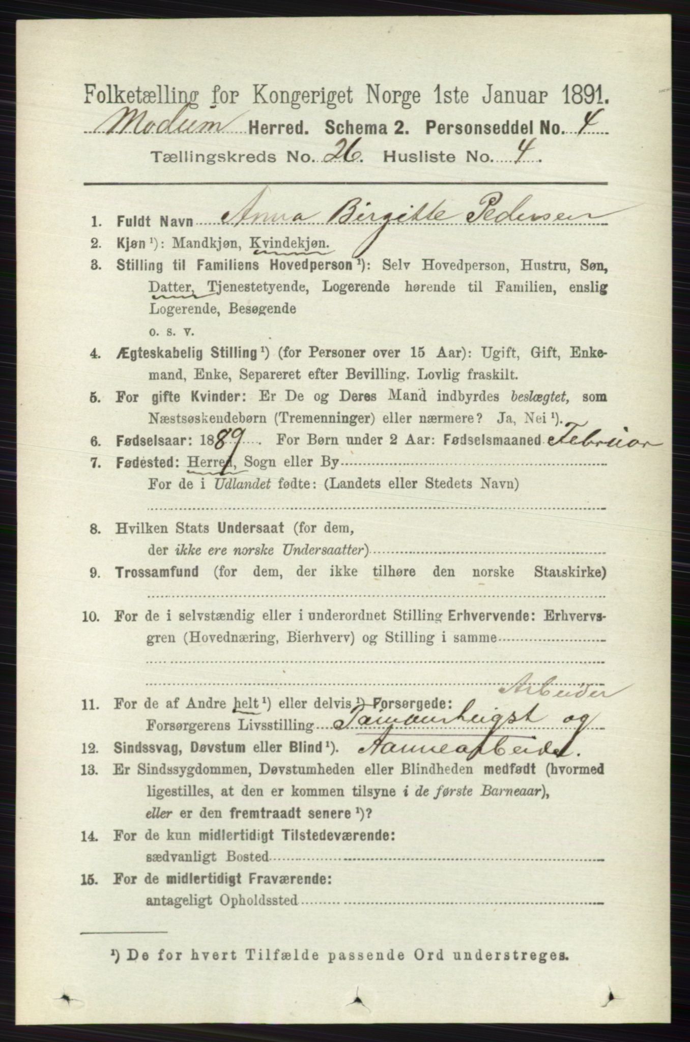 RA, 1891 census for 0623 Modum, 1891, p. 9421