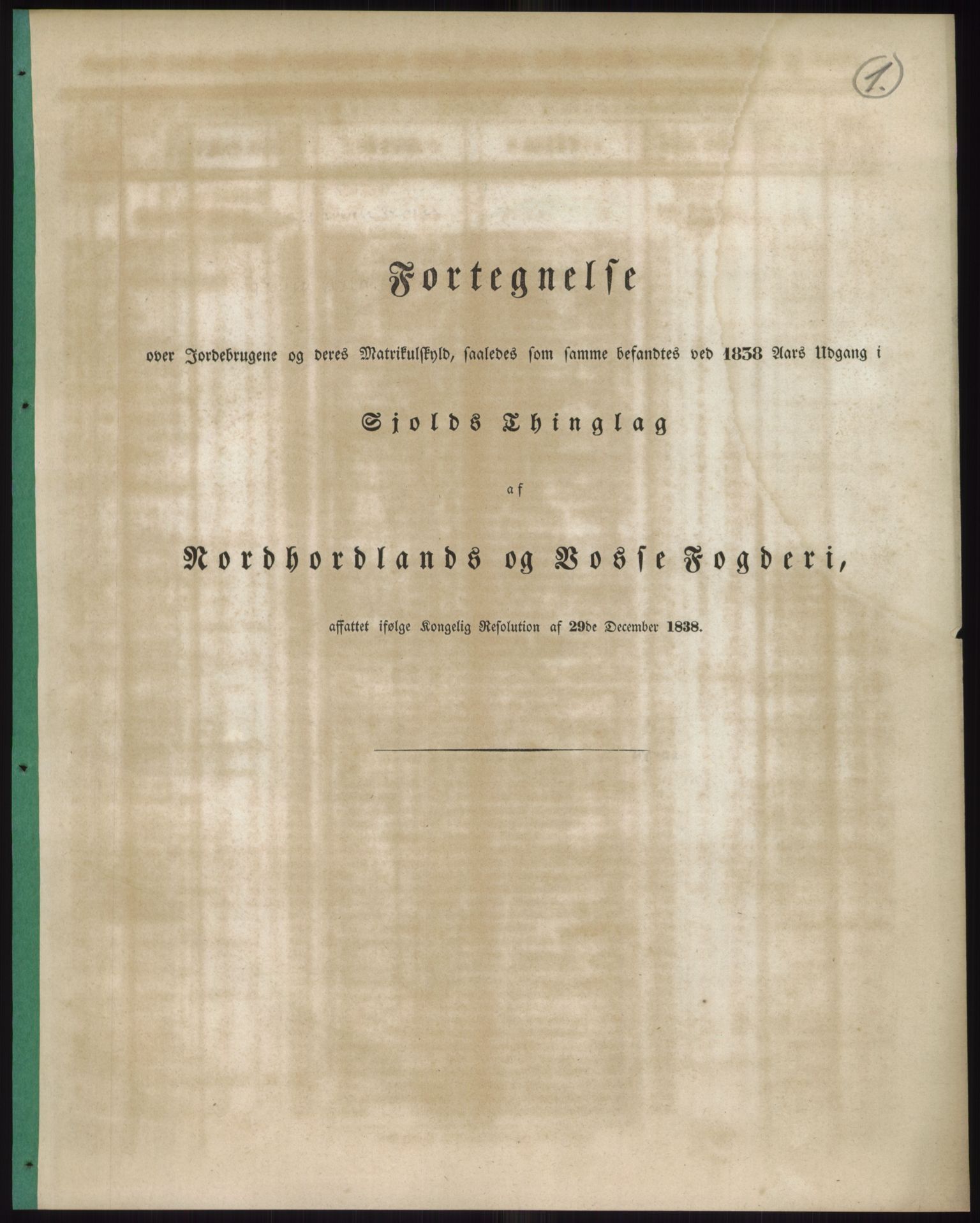 Andre publikasjoner, PUBL/PUBL-999/0002/0012: Bind 12 - Søndre Bergenhus amt: Nordhordland og Voss fogderi, 1838, p. 2
