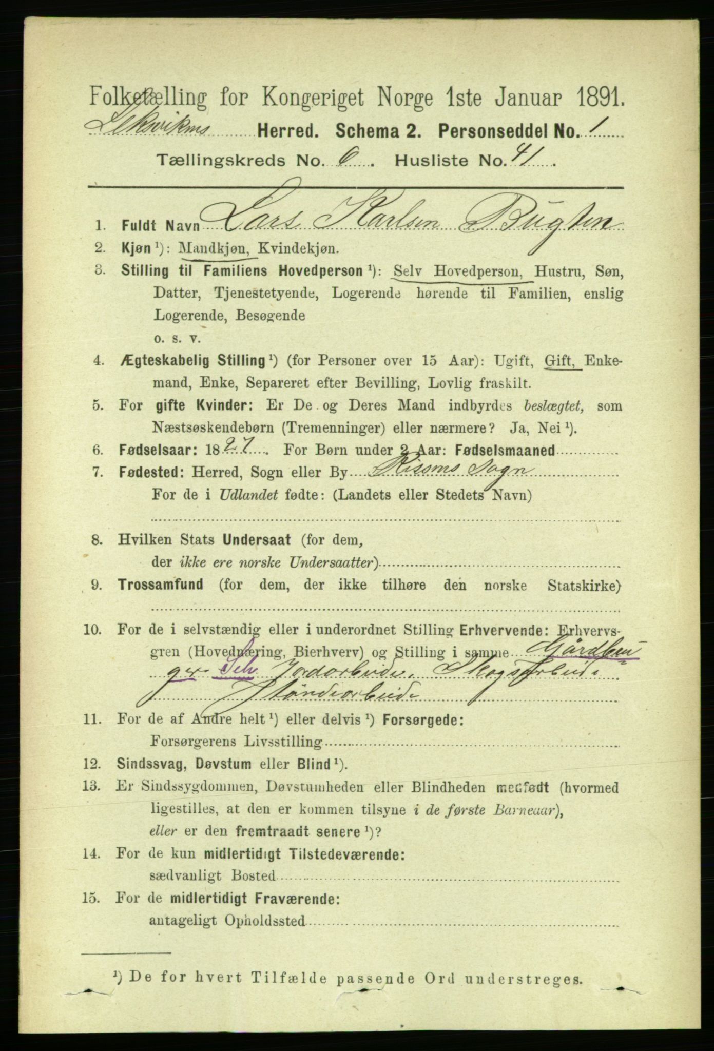 RA, 1891 census for 1718 Leksvik, 1891, p. 3480