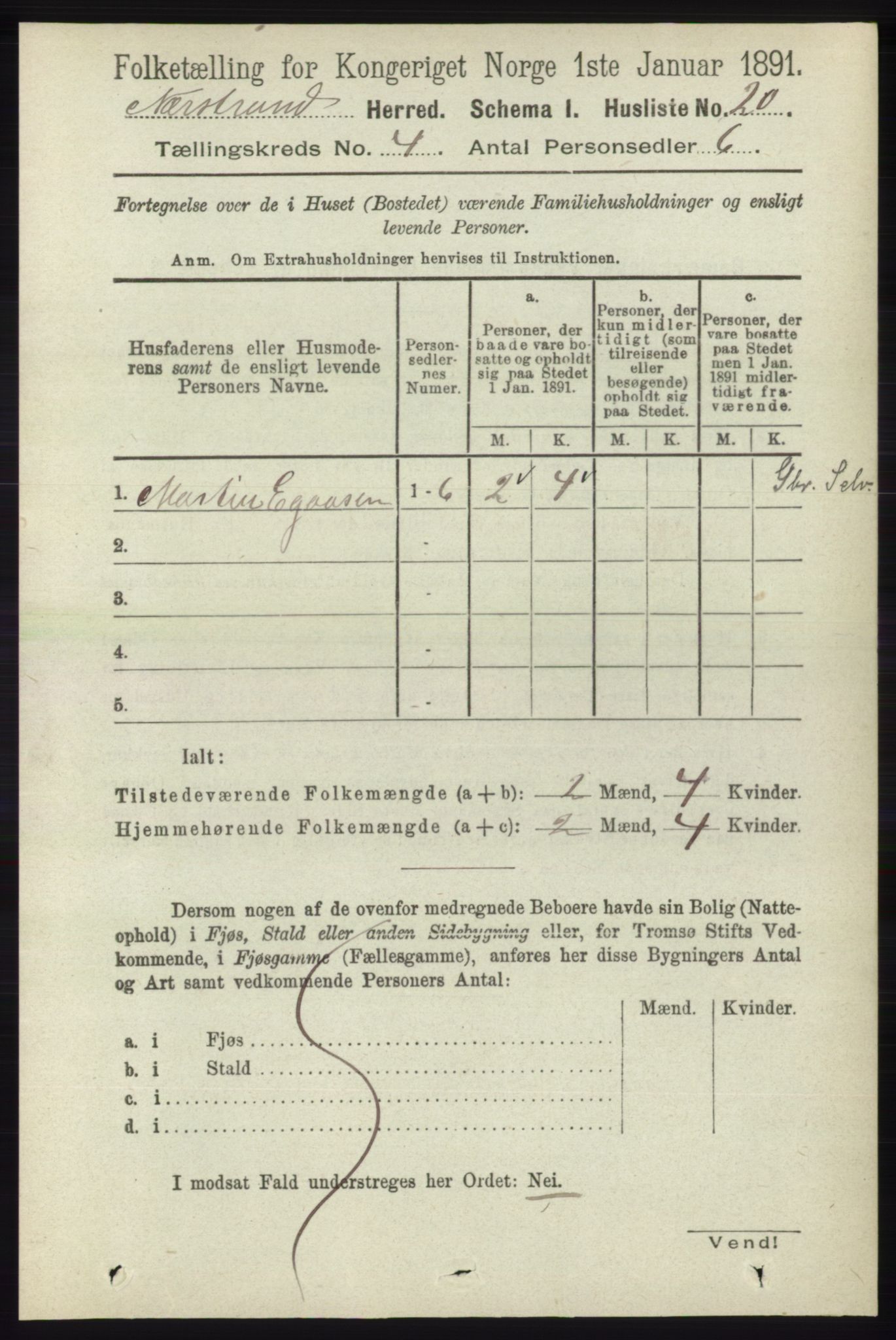 RA, 1891 census for 1139 Nedstrand, 1891, p. 641