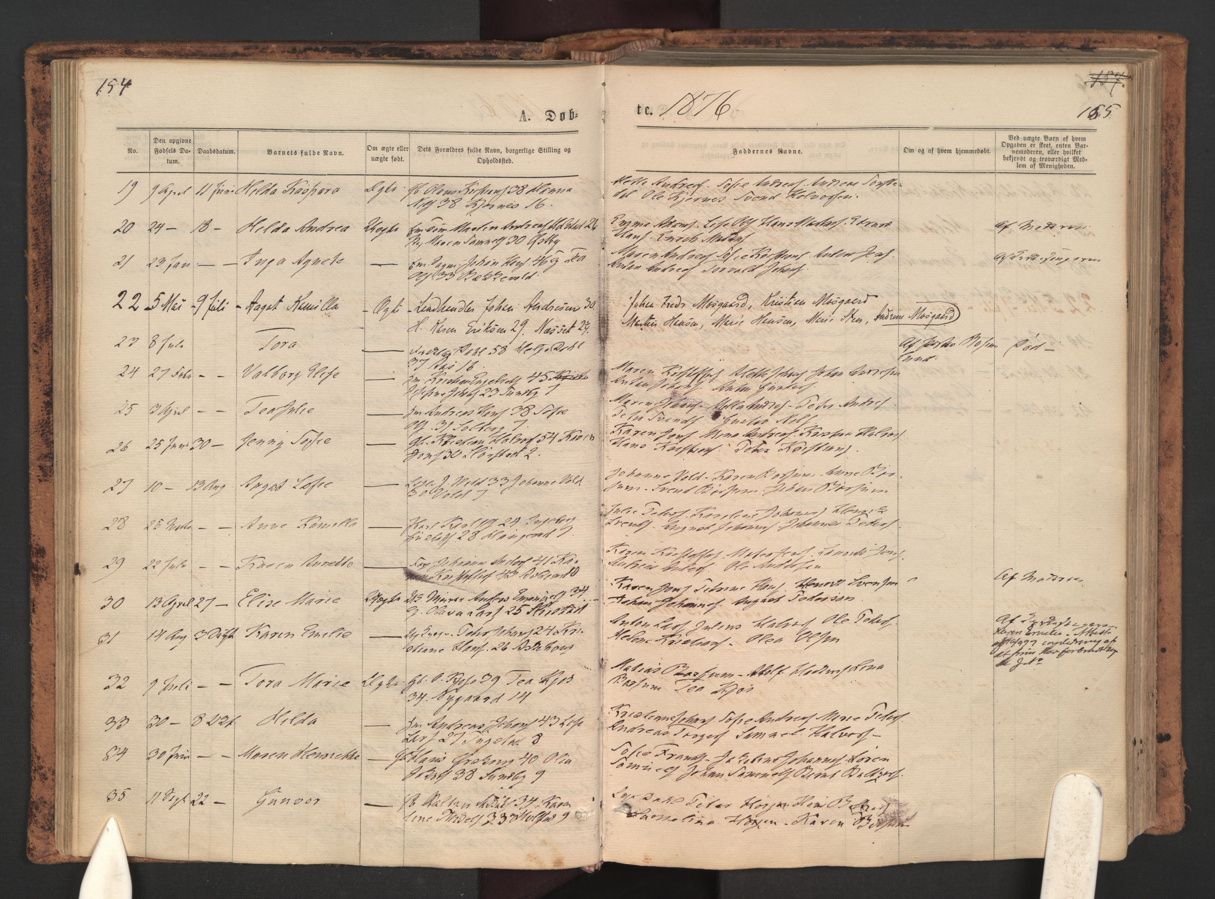 Ås prestekontor Kirkebøker, AV/SAO-A-10894/F/Fa/L0008: Parish register (official) no. I 8, 1871-1880, p. 154-155