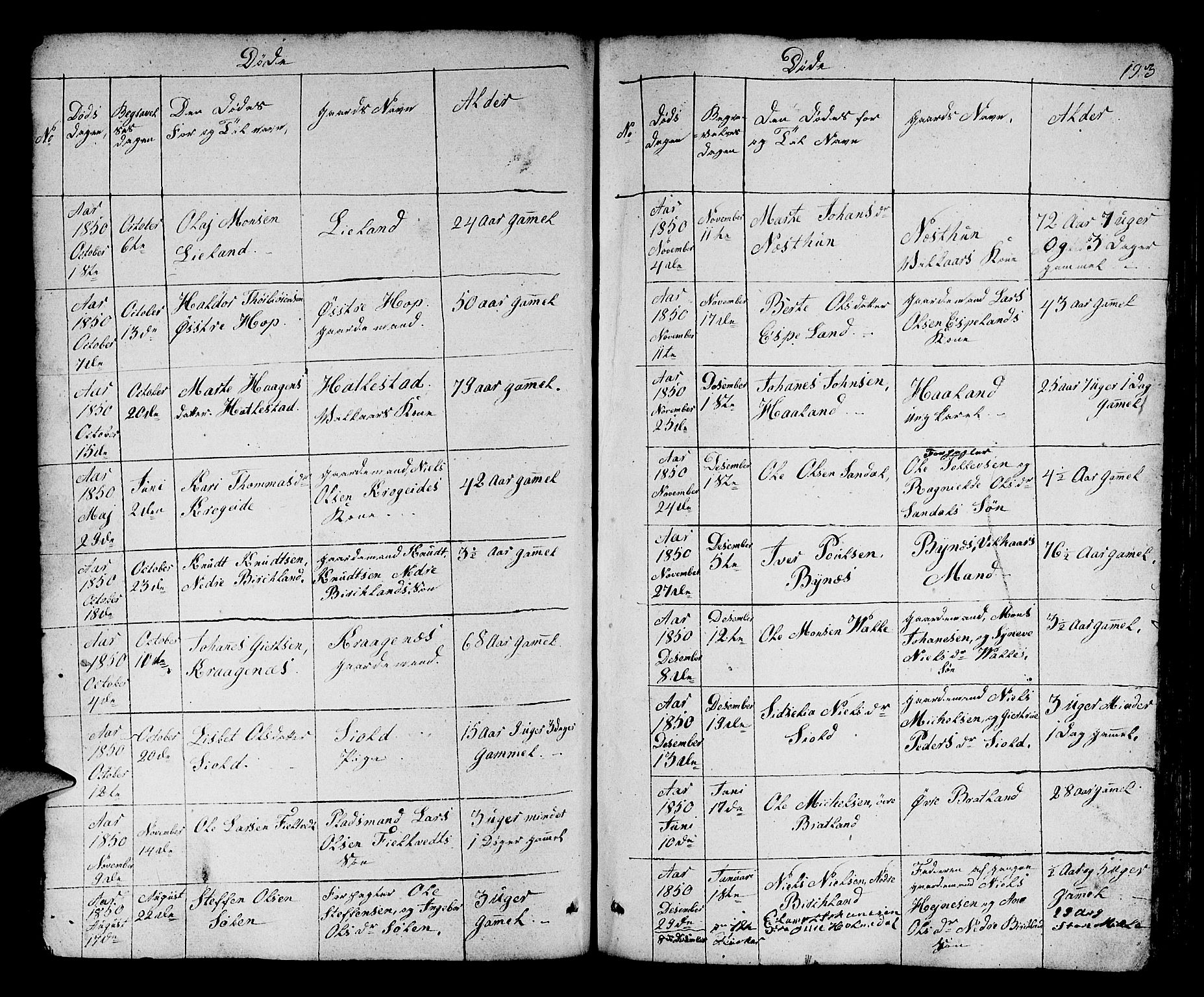 Fana Sokneprestembete, AV/SAB-A-75101/H/Hab/Habb/L0001: Parish register (copy) no. B 1, 1837-1855, p. 193