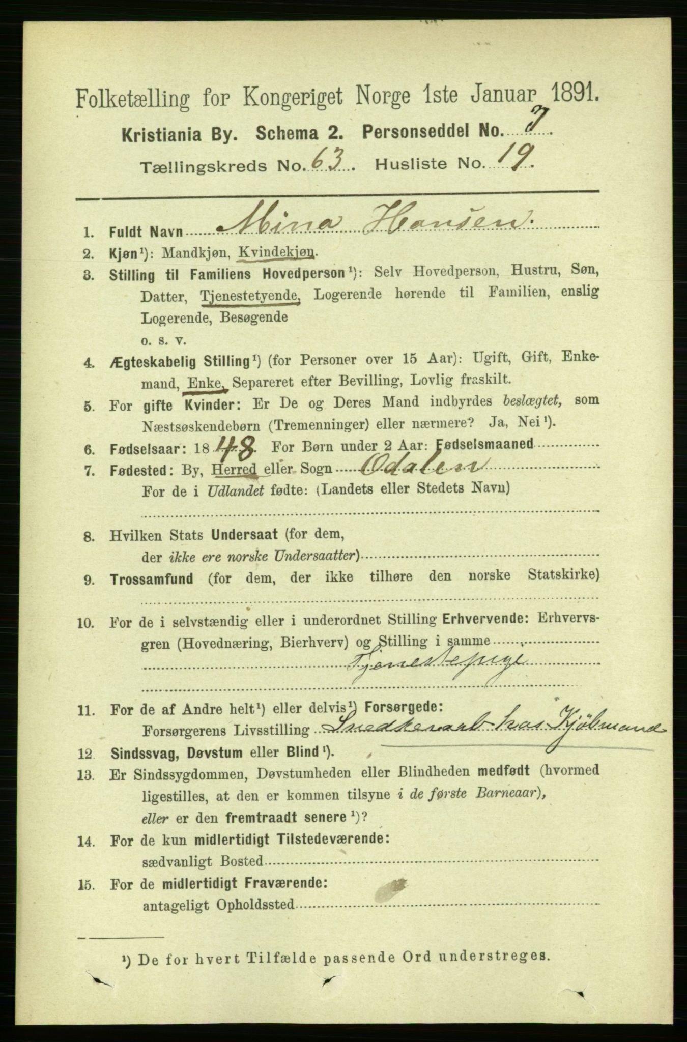 RA, 1891 census for 0301 Kristiania, 1891, p. 34042