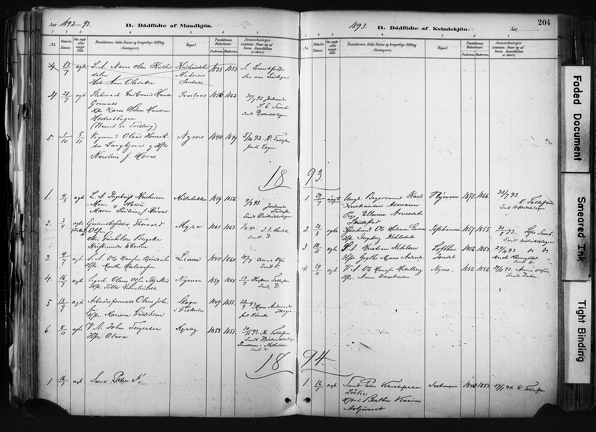 Kongsberg kirkebøker, SAKO/A-22/F/Fb/L0002: Parish register (official) no. II 2, 1886-1896, p. 204