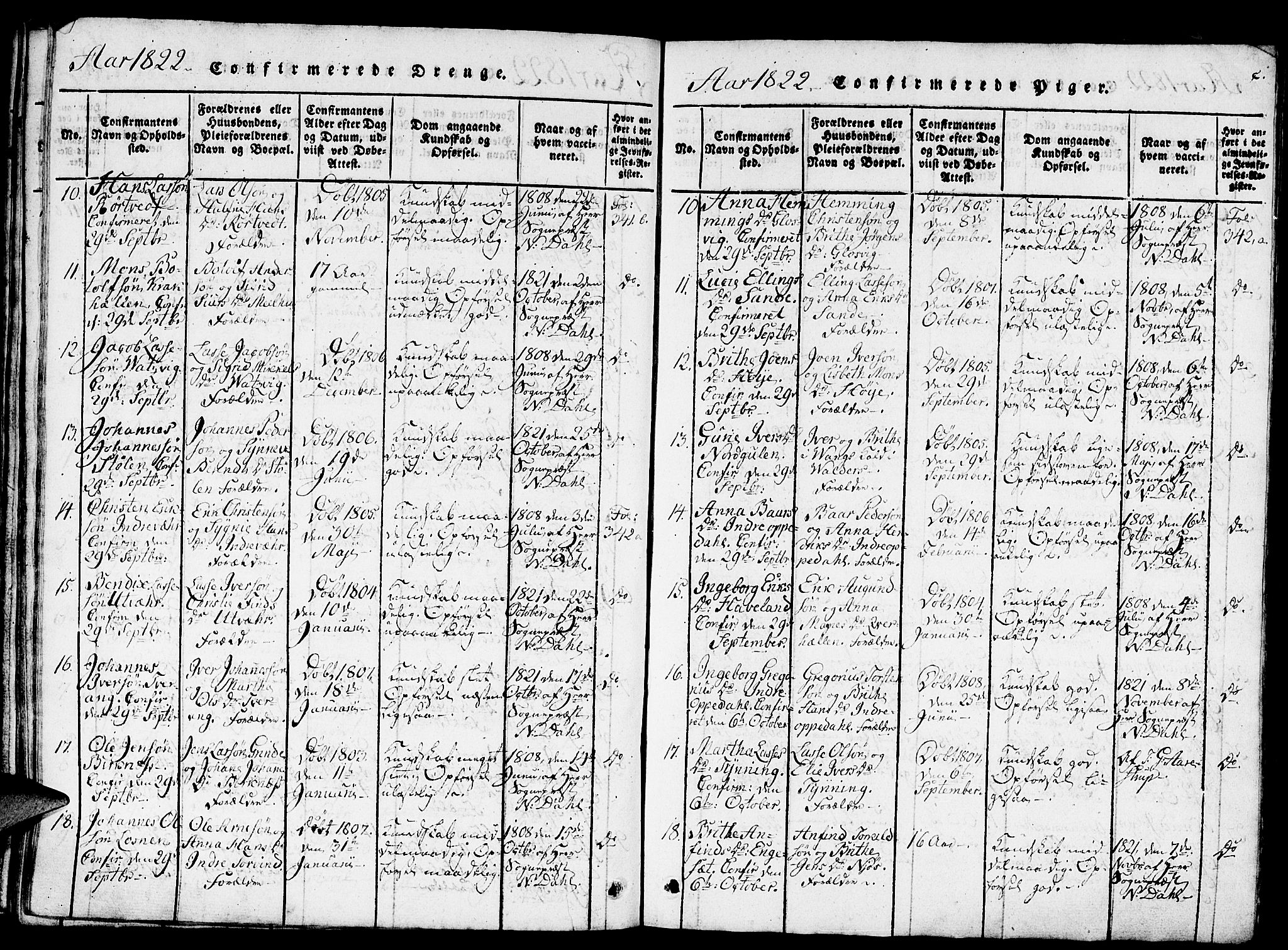 Gulen sokneprestembete, AV/SAB-A-80201/H/Haa/Haaa/L0018: Parish register (official) no. A 18, 1816-1825, p. 262