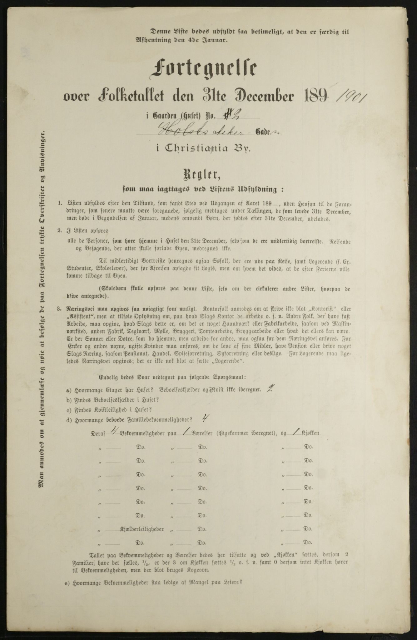 OBA, Municipal Census 1901 for Kristiania, 1901, p. 476