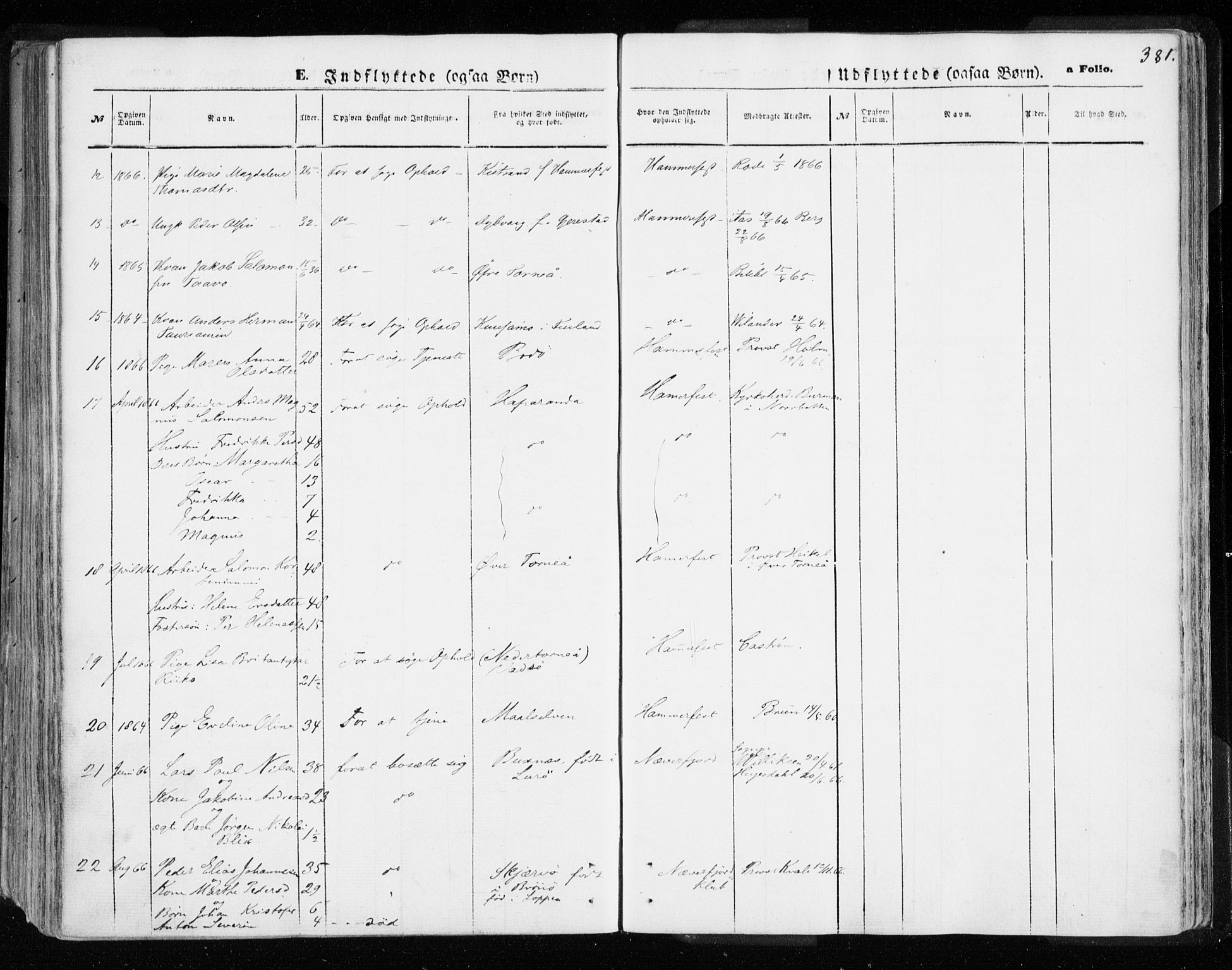 Hammerfest sokneprestkontor, AV/SATØ-S-1347/H/Ha/L0005.kirke: Parish register (official) no. 5, 1857-1869, p. 381