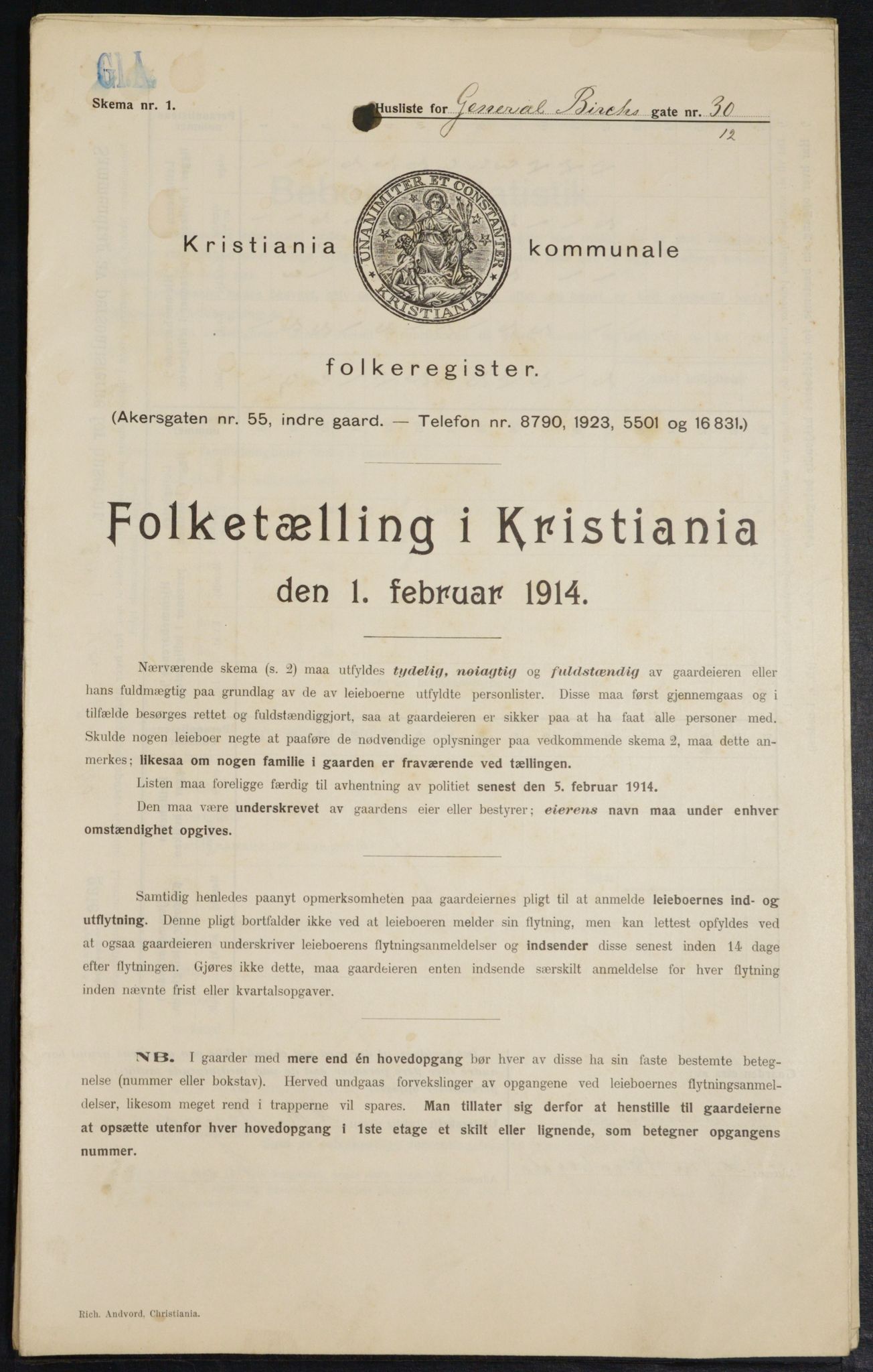 OBA, Municipal Census 1914 for Kristiania, 1914, p. 29218