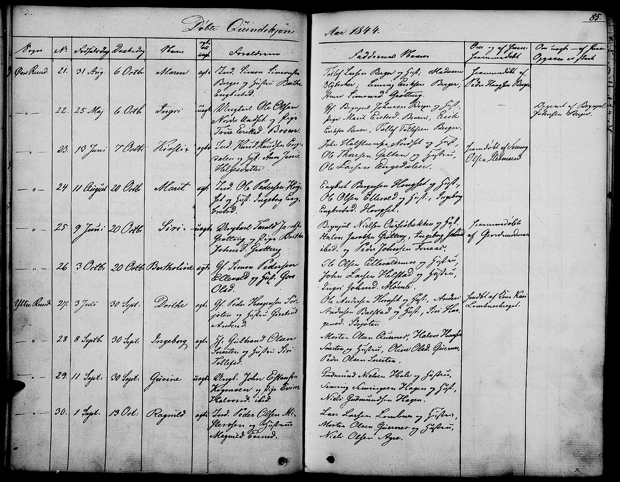 Rendalen prestekontor, SAH/PREST-054/H/Ha/Haa/L0004: Parish register (official) no. 4, 1829-1852, p. 85