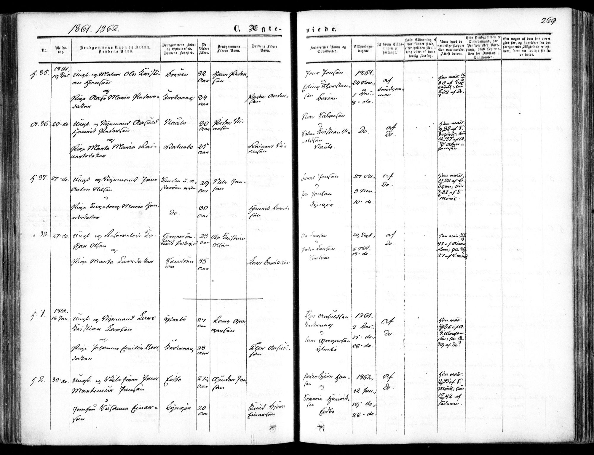 Dypvåg sokneprestkontor, SAK/1111-0007/F/Fa/Faa/L0006: Parish register (official) no. A 6, 1855-1872, p. 269