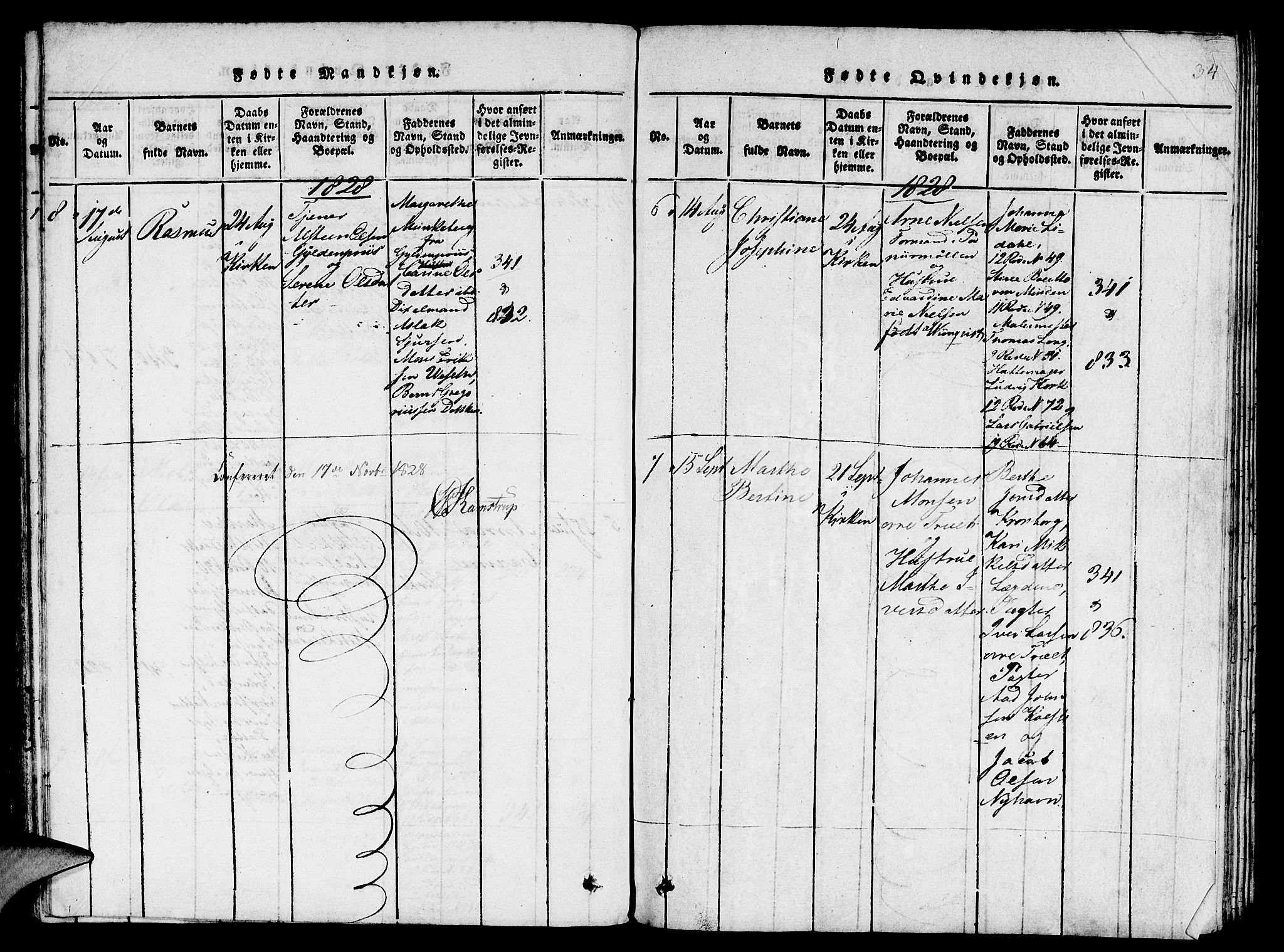 St. Jørgens hospital og Årstad sokneprestembete, AV/SAB-A-99934: Parish register (copy) no. A 1, 1816-1843, p. 34