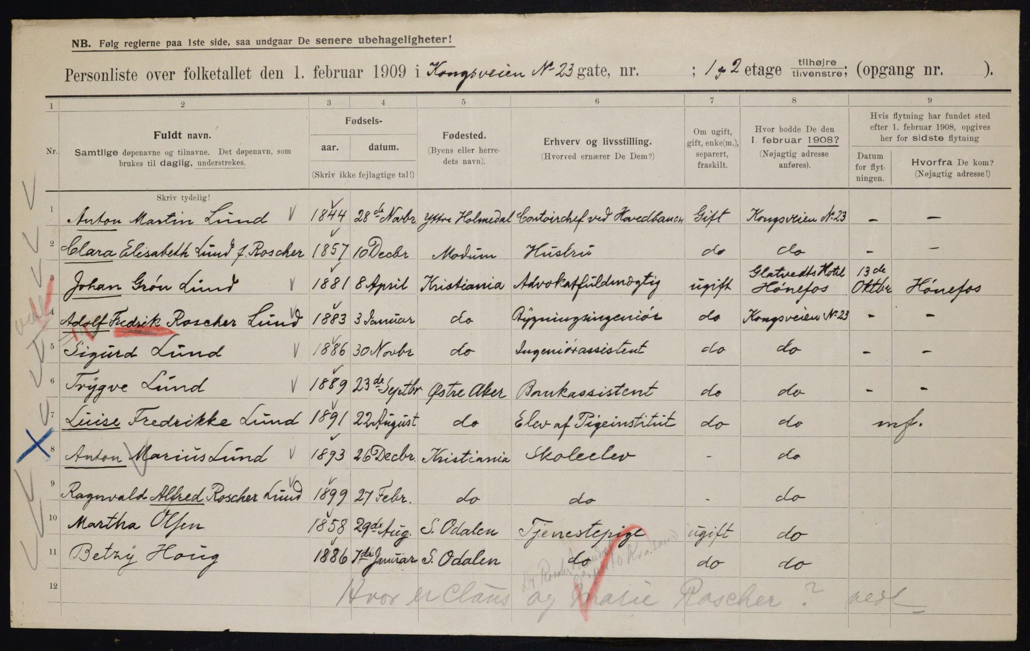 OBA, Municipal Census 1909 for Kristiania, 1909, p. 48653