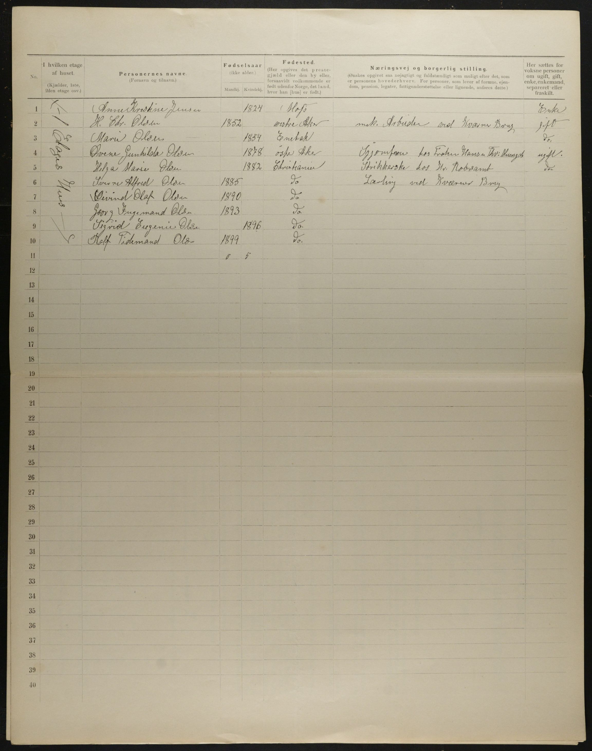 OBA, Municipal Census 1901 for Kristiania, 1901, p. 4332