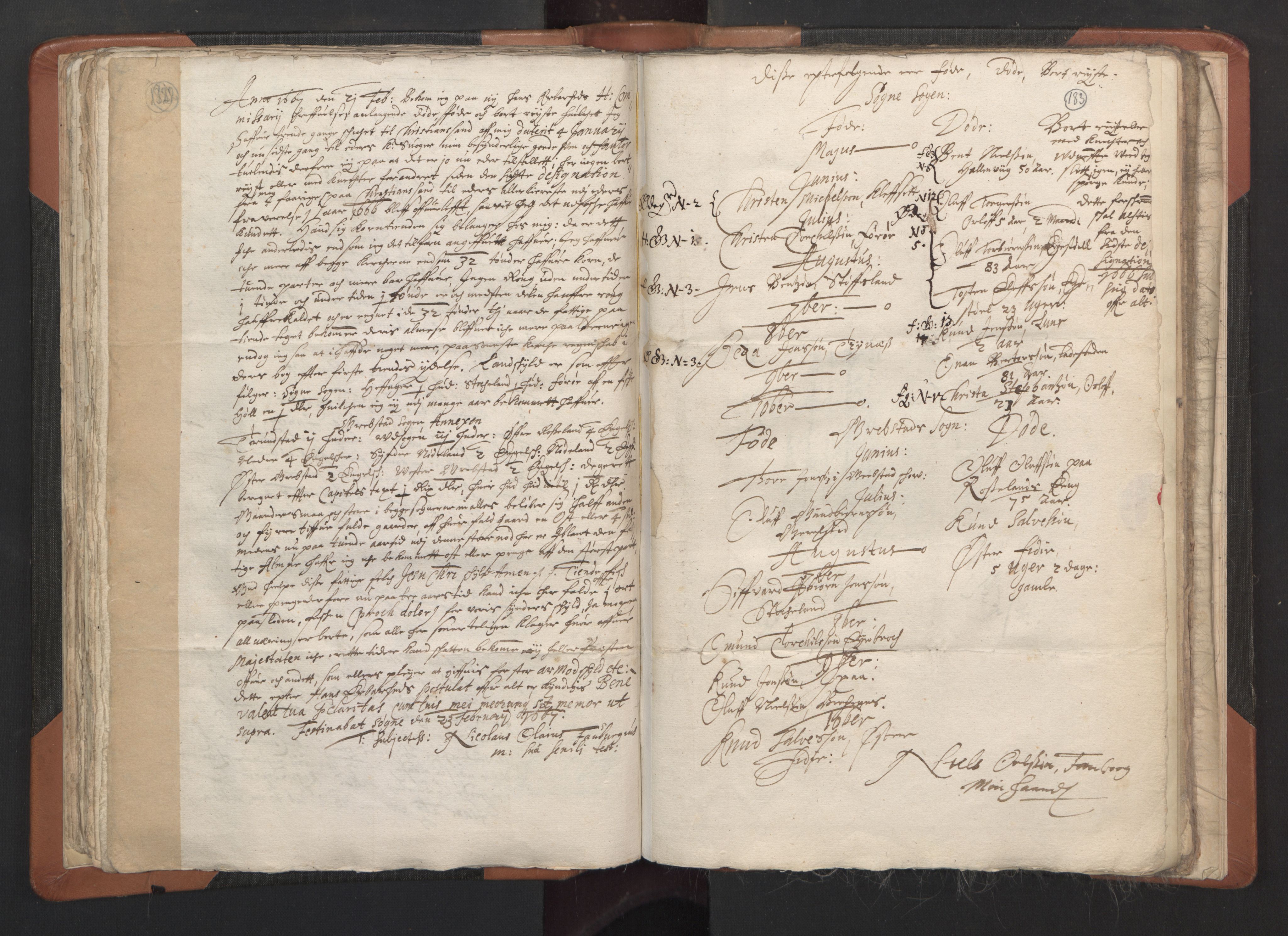 RA, Vicar's Census 1664-1666, no. 15: Mandal deanery, 1664-1666, p. 182-183