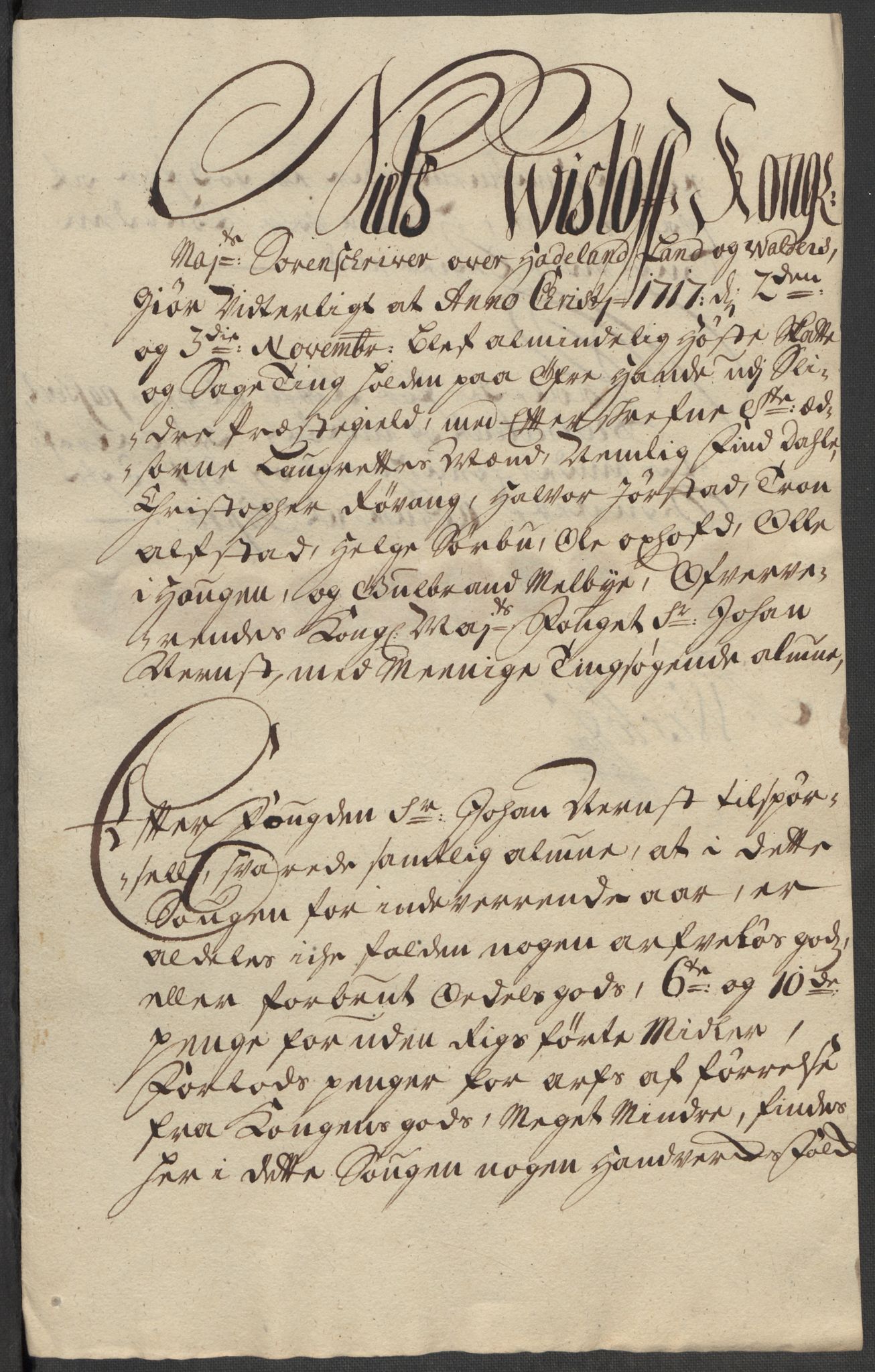 Rentekammeret inntil 1814, Reviderte regnskaper, Fogderegnskap, AV/RA-EA-4092/R18/L1318: Fogderegnskap Hadeland, Toten og Valdres, 1717, p. 17