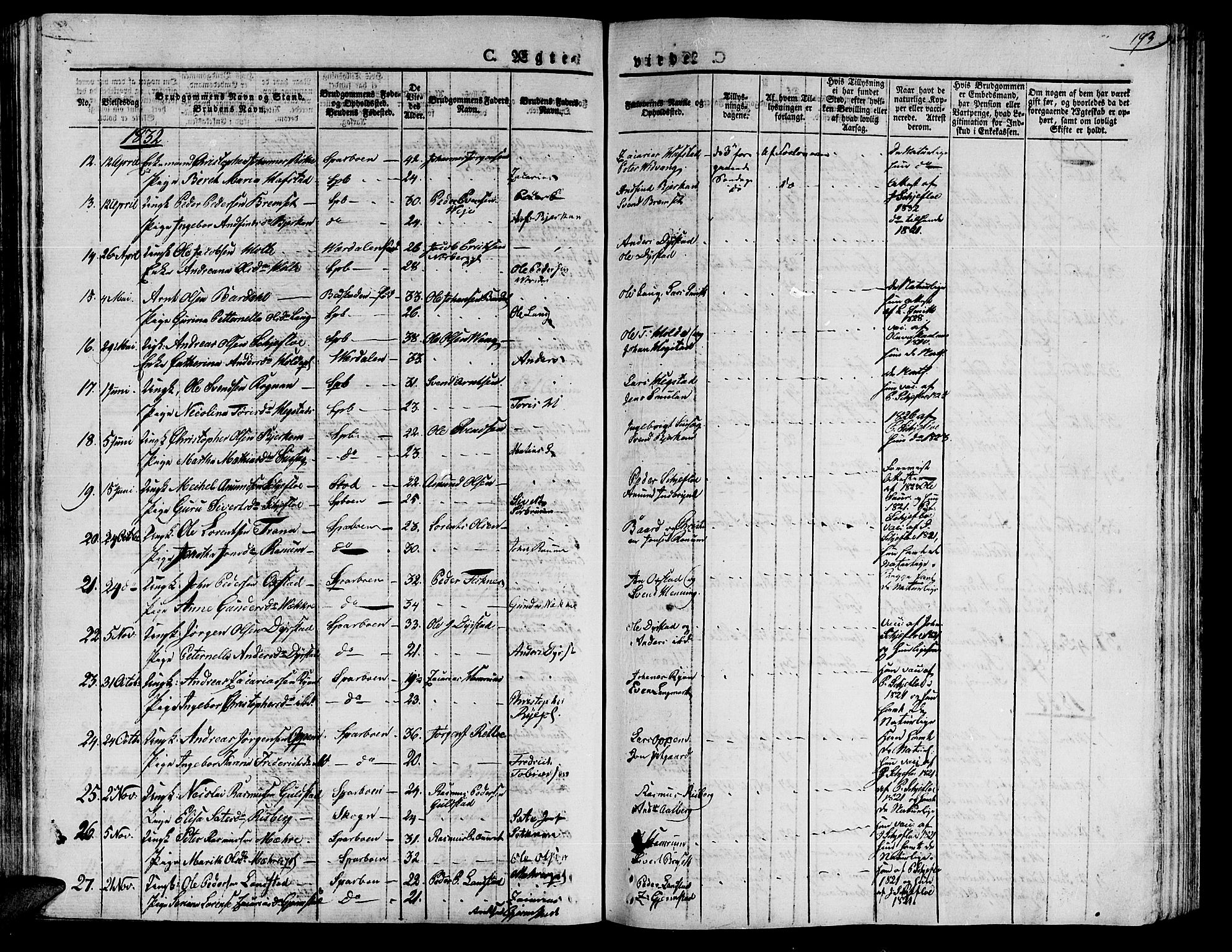 Ministerialprotokoller, klokkerbøker og fødselsregistre - Nord-Trøndelag, AV/SAT-A-1458/735/L0336: Parish register (official) no. 735A05 /1, 1825-1835, p. 193