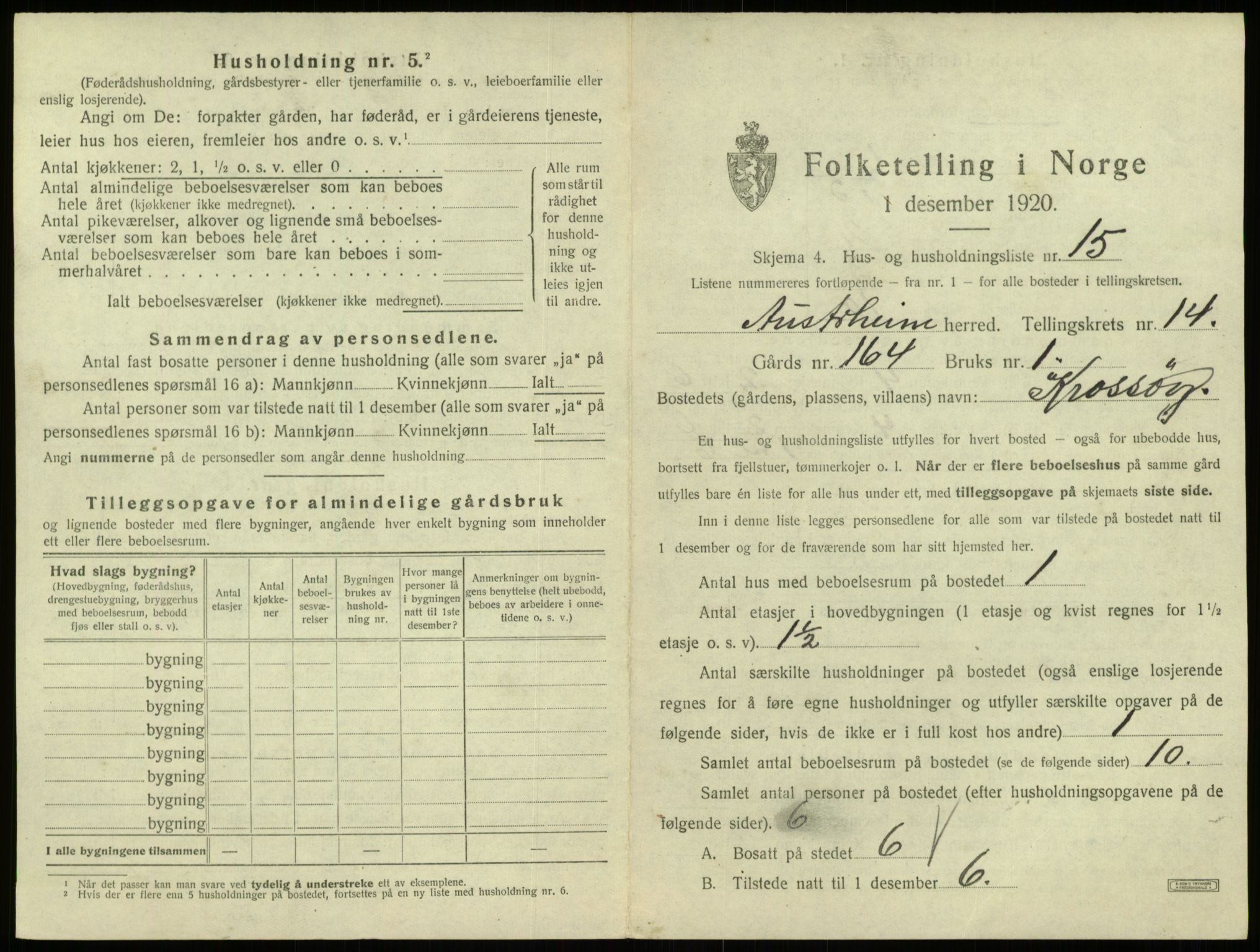 SAB, 1920 census for Austrheim, 1920, p. 684