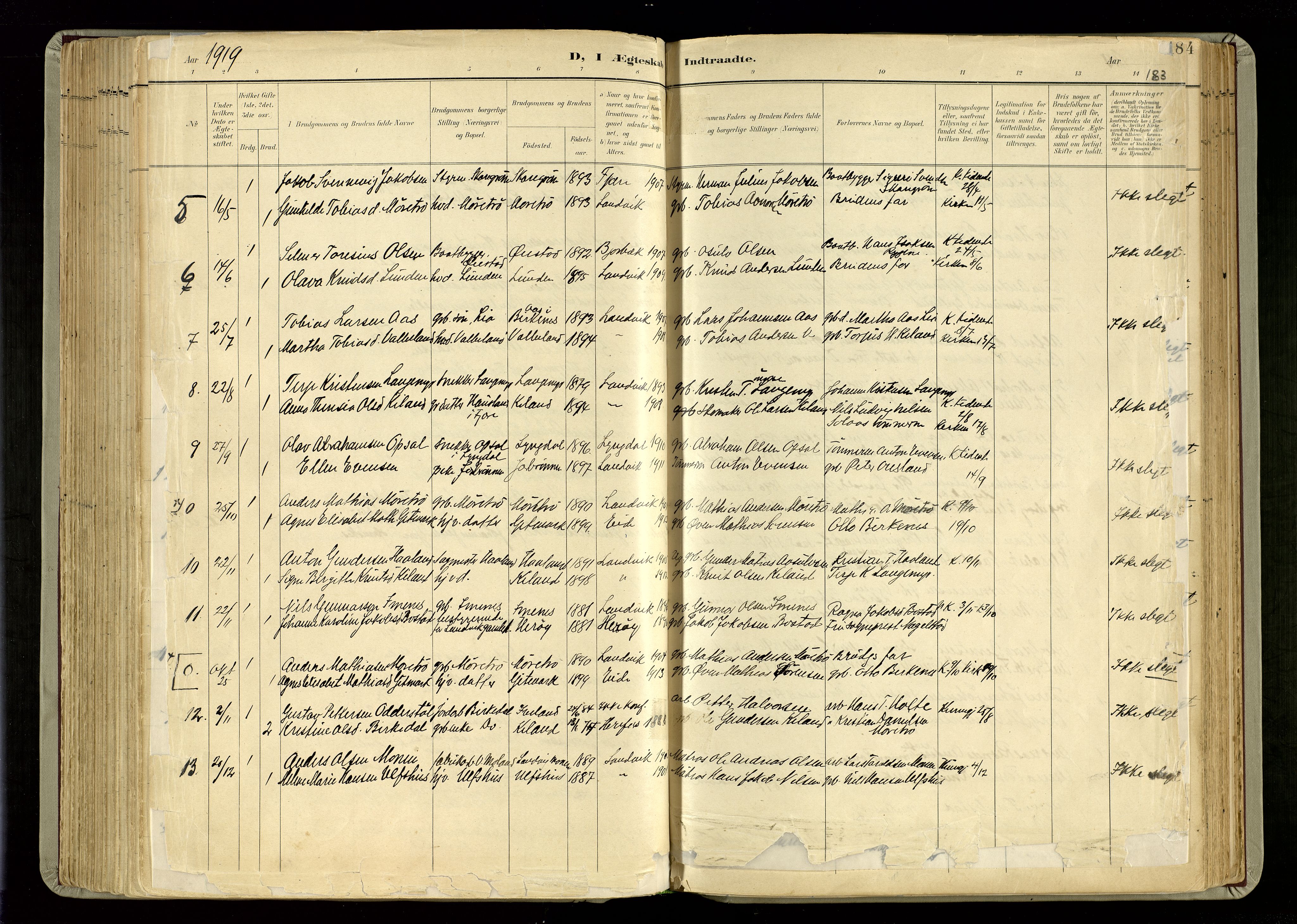Hommedal sokneprestkontor, SAK/1111-0023/F/Fa/Fab/L0007: Parish register (official) no. A 7, 1898-1924, p. 183