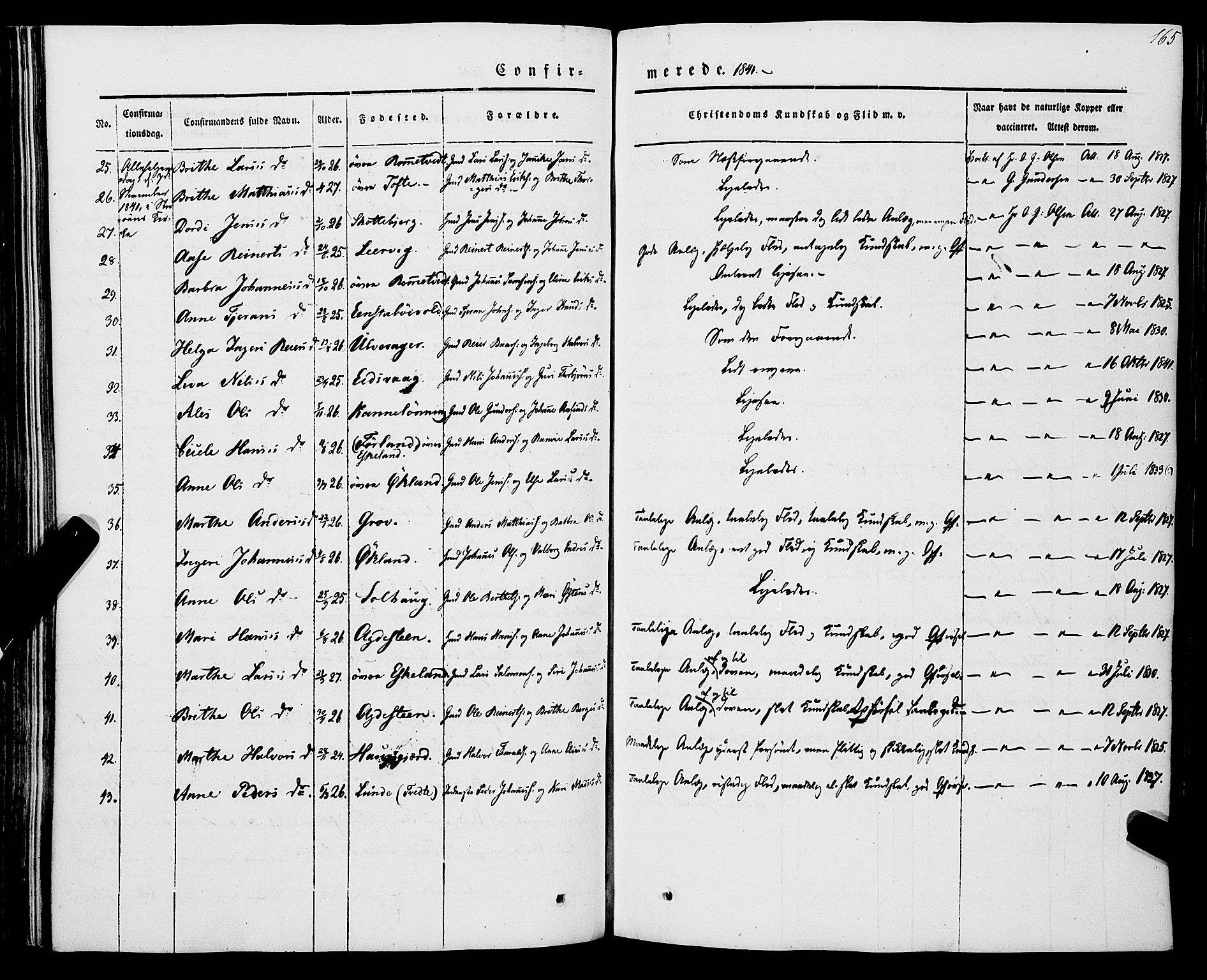 Stord sokneprestembete, AV/SAB-A-78201/H/Haa: Parish register (official) no. A 7, 1841-1861, p. 165